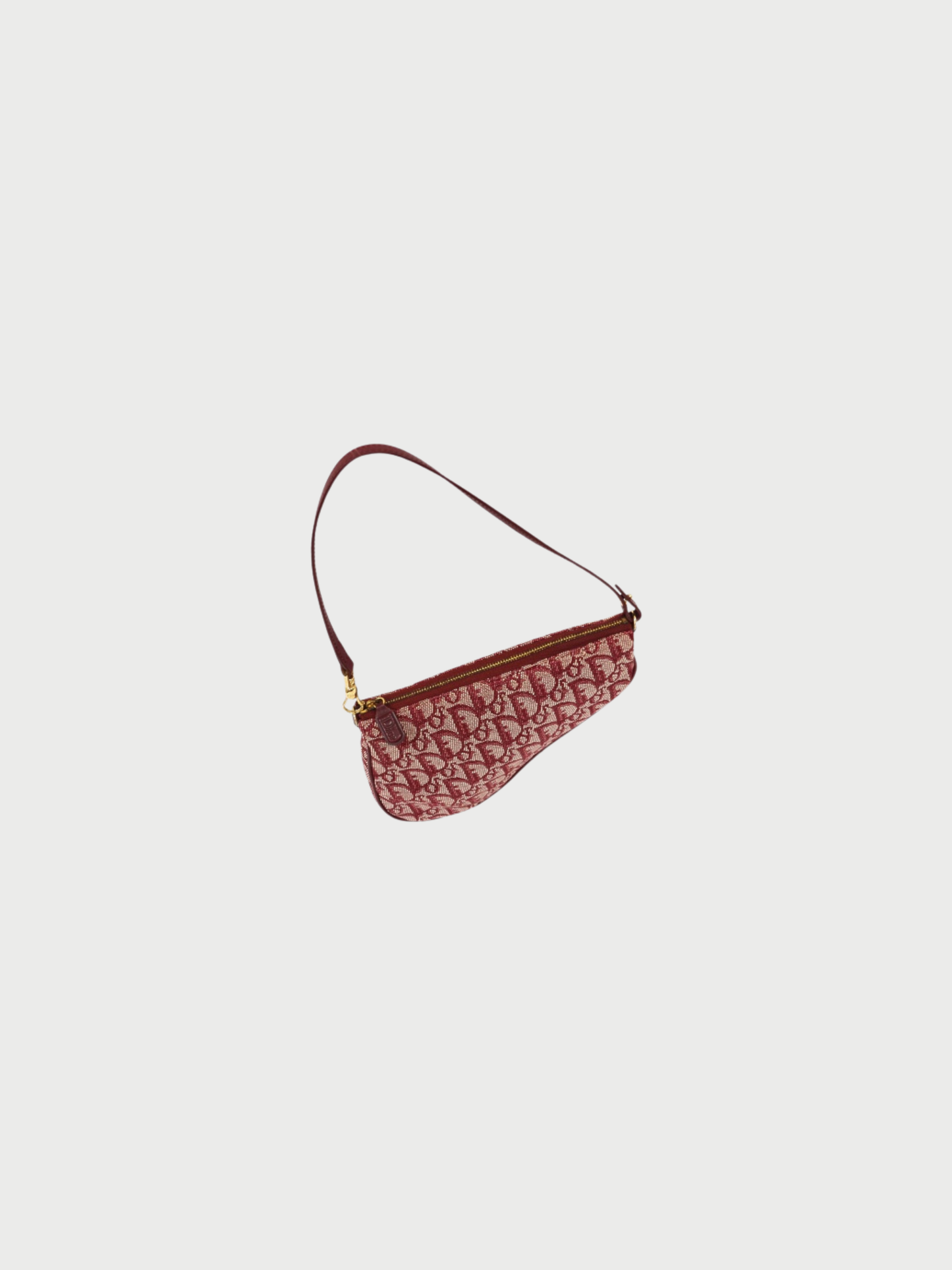 Christian Dior 2000s Red Trotter Canvas Leather Saddle Bag