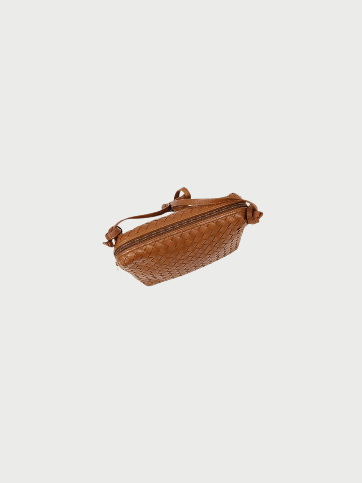 Bottega Veneta 2000s Brown Leather Intrecciato Shoulder Bag
