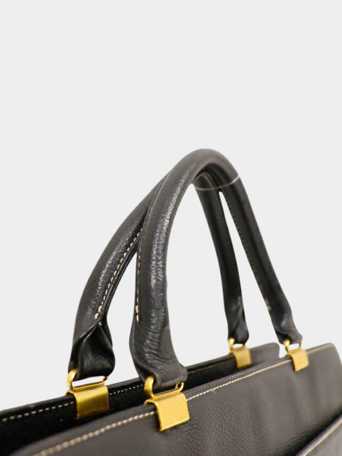 Yves Saint Laurent 2000s Black Leather Logo Handbag