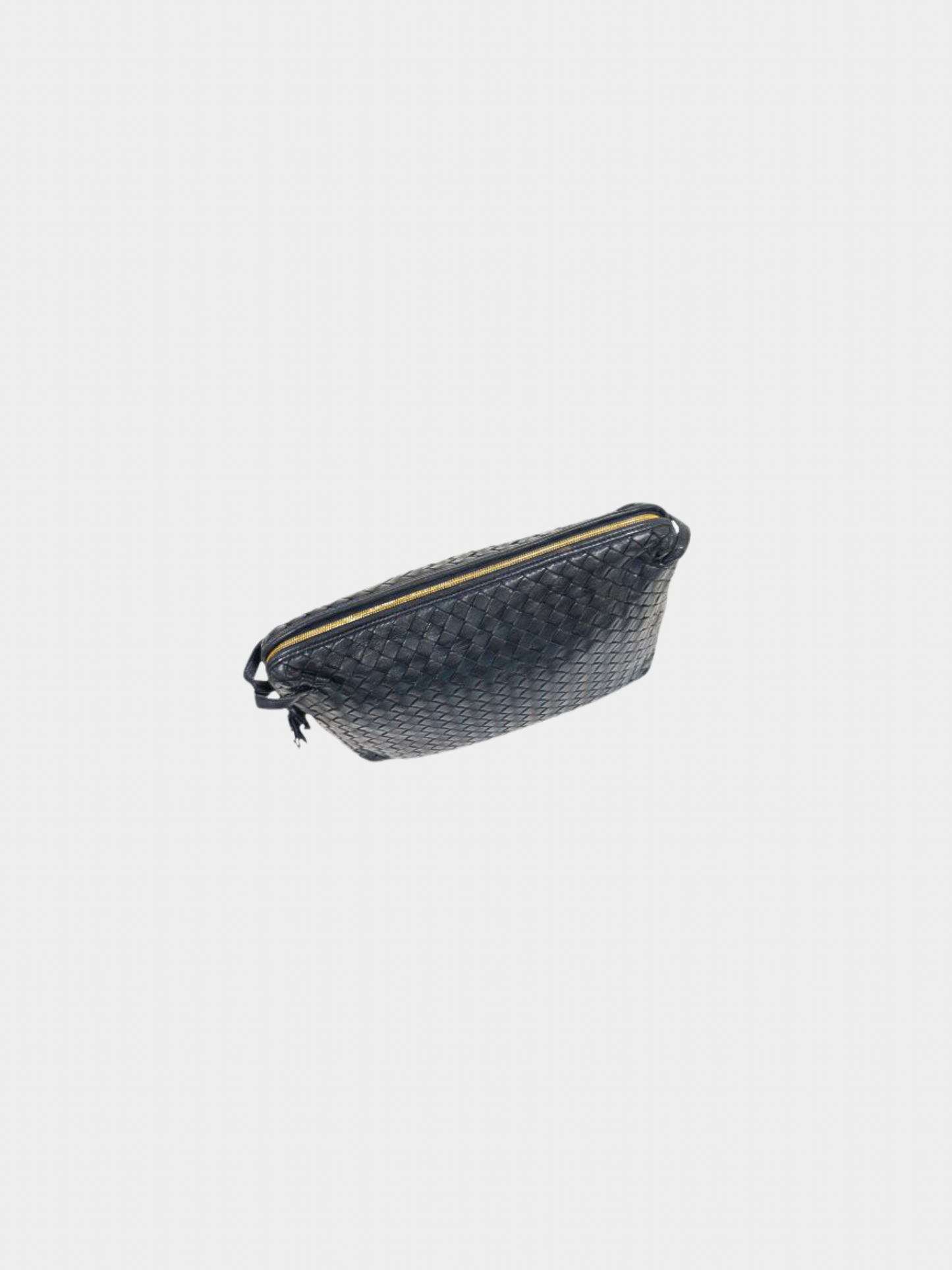 Bottega Veneta 2000s Navy Intrecciato Leather Shoulder Bag