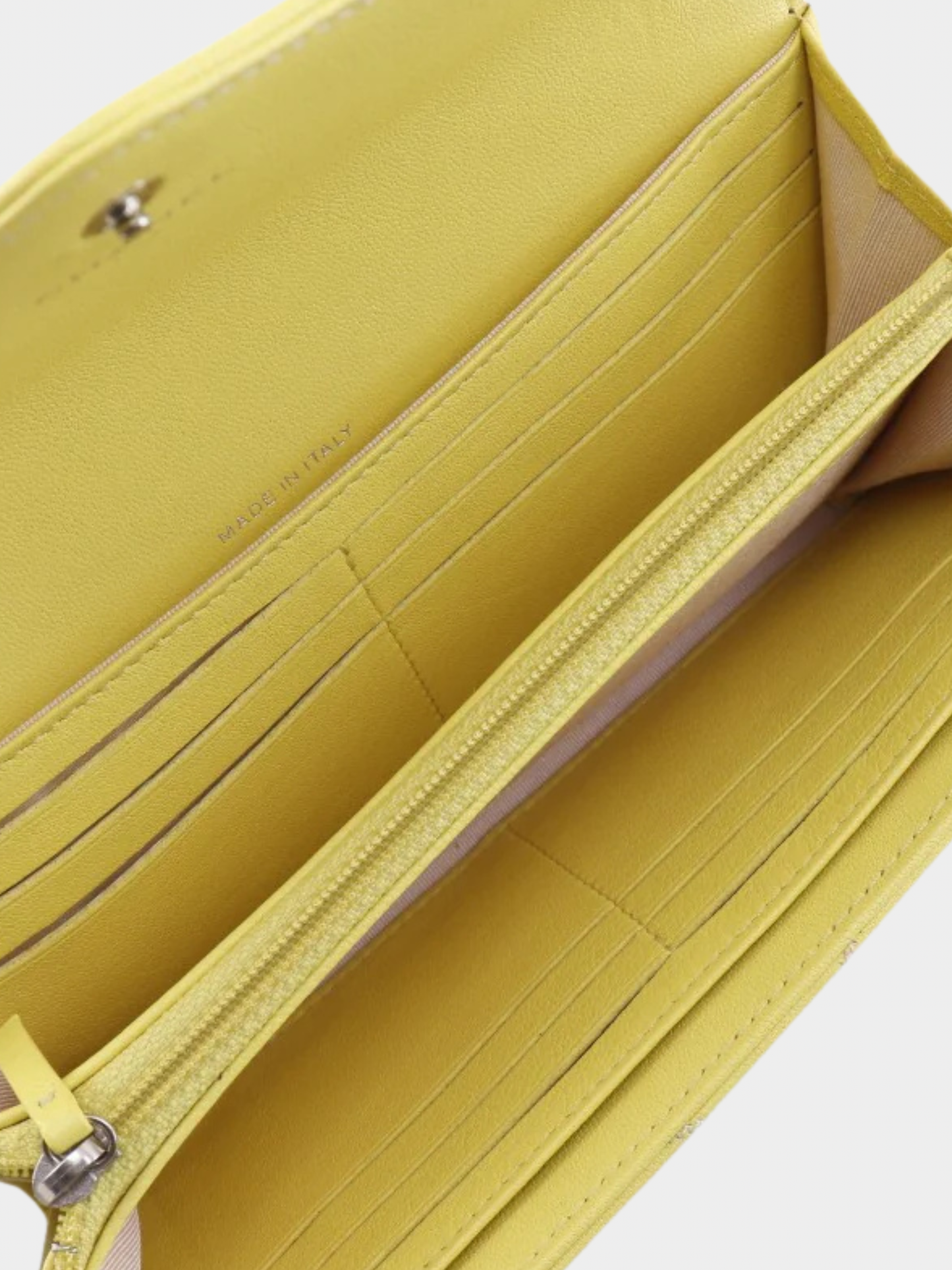 Chanel 2010s Yellow V-Stitch Lambskin Long Wallet