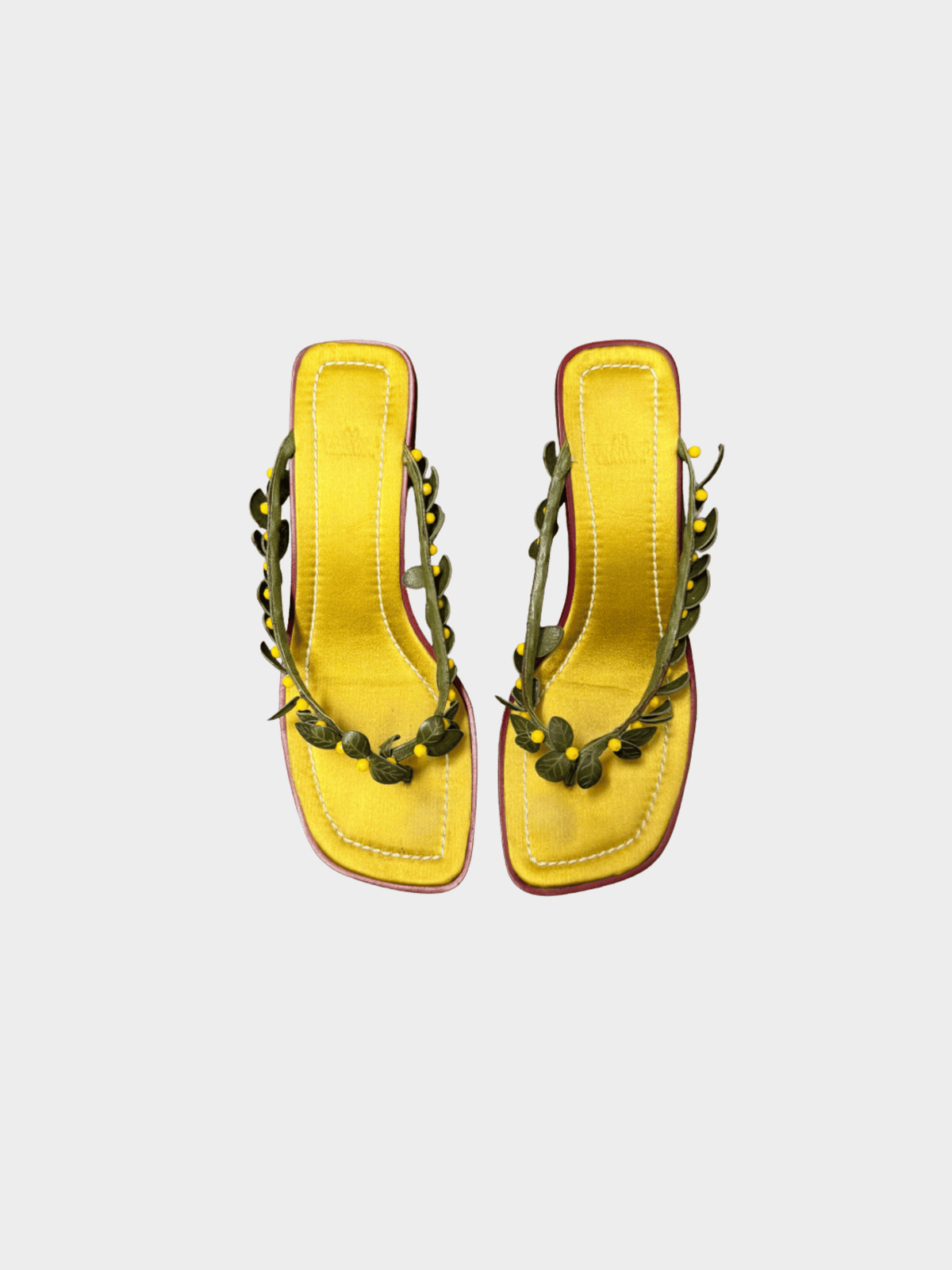 Valentino 2000s Yellow Leaf Applique Heels