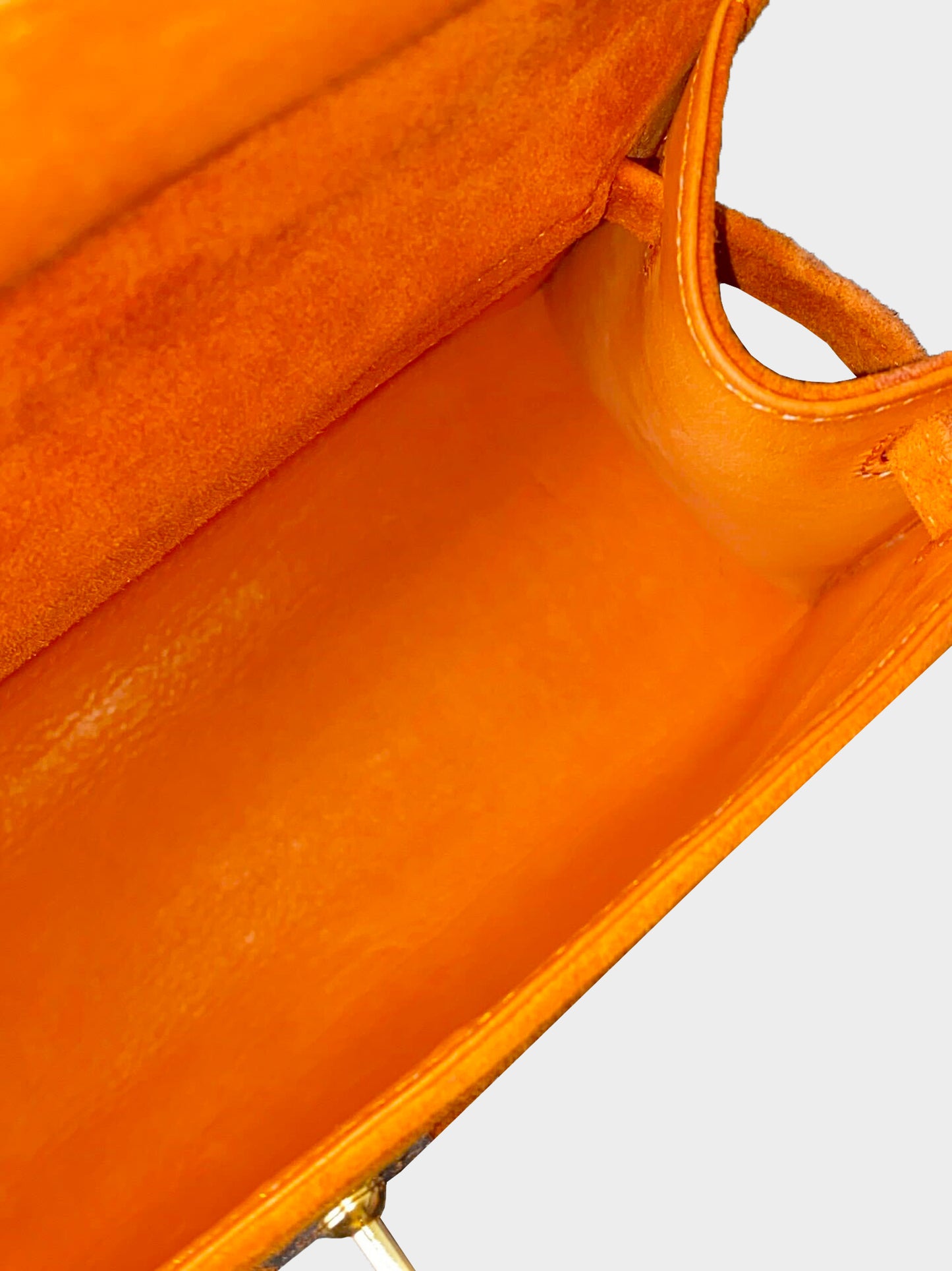 Hermès 2005 Orange Suede Mini Kelly Pochette