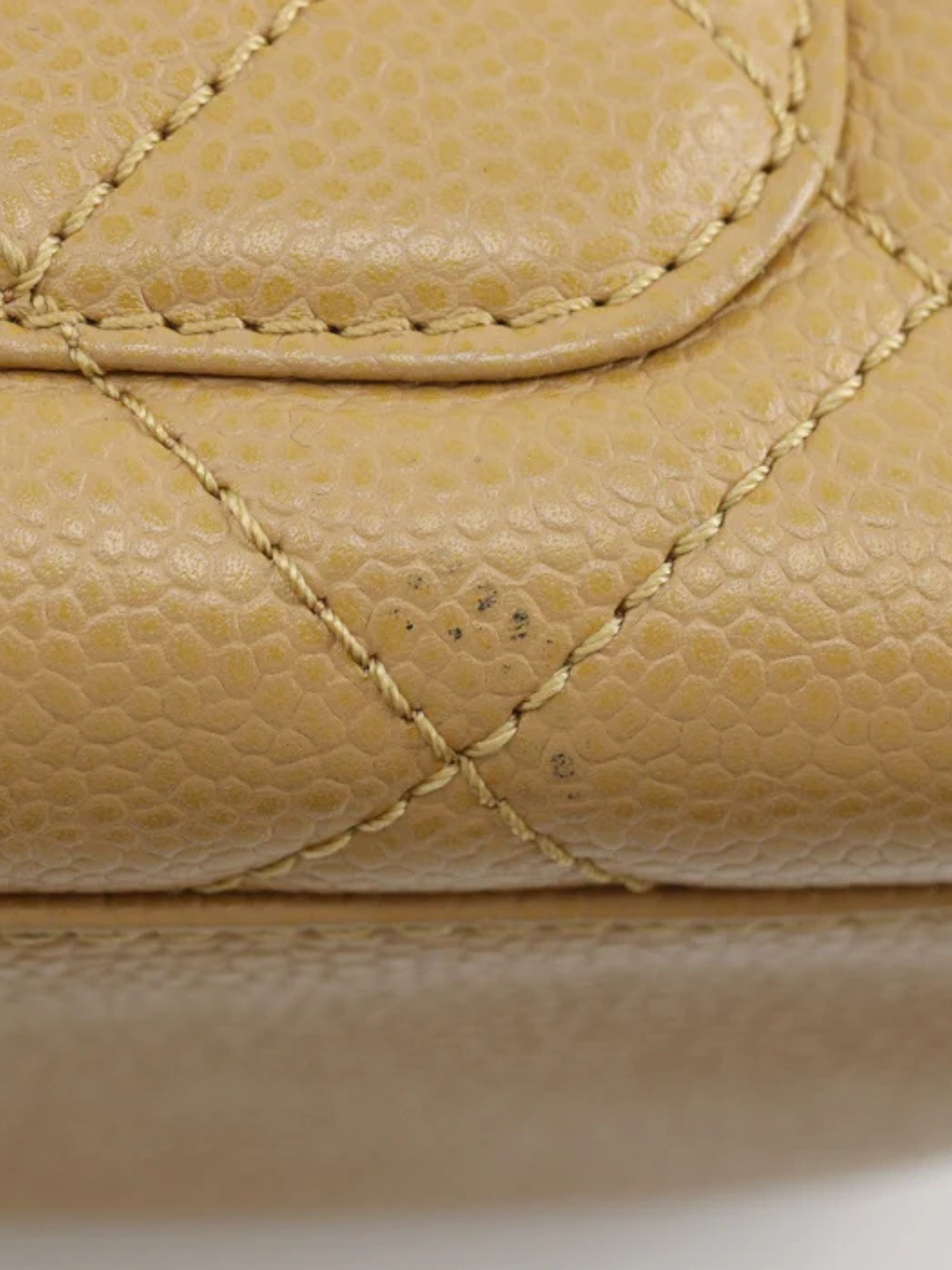 Chanel 2000s Beige Caviar Leather Matelassé Top Handle Bag