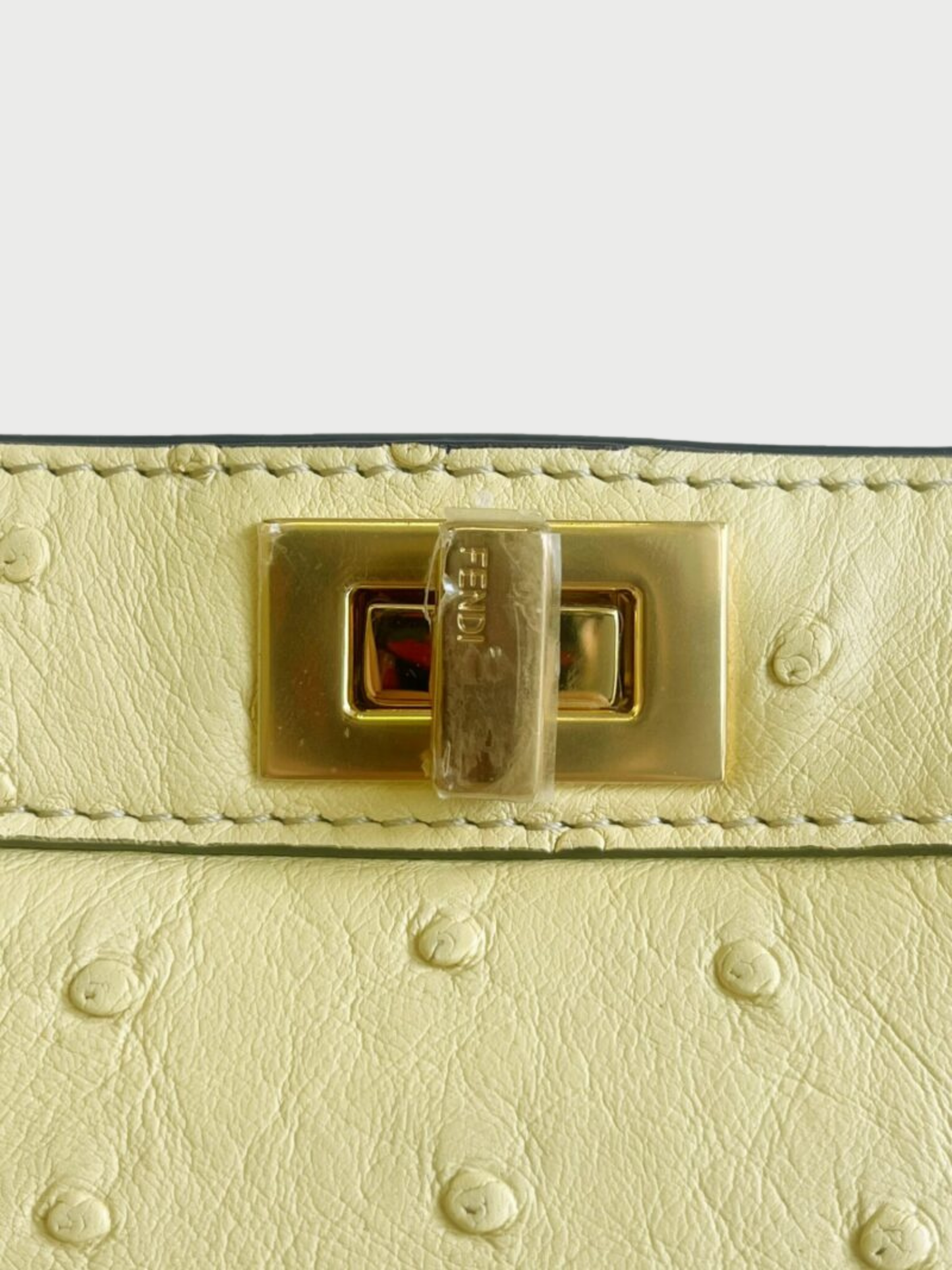 Fendi 2020s Pale Yellow Ostrich Leather Peekaboo ISeeU Petite Bag