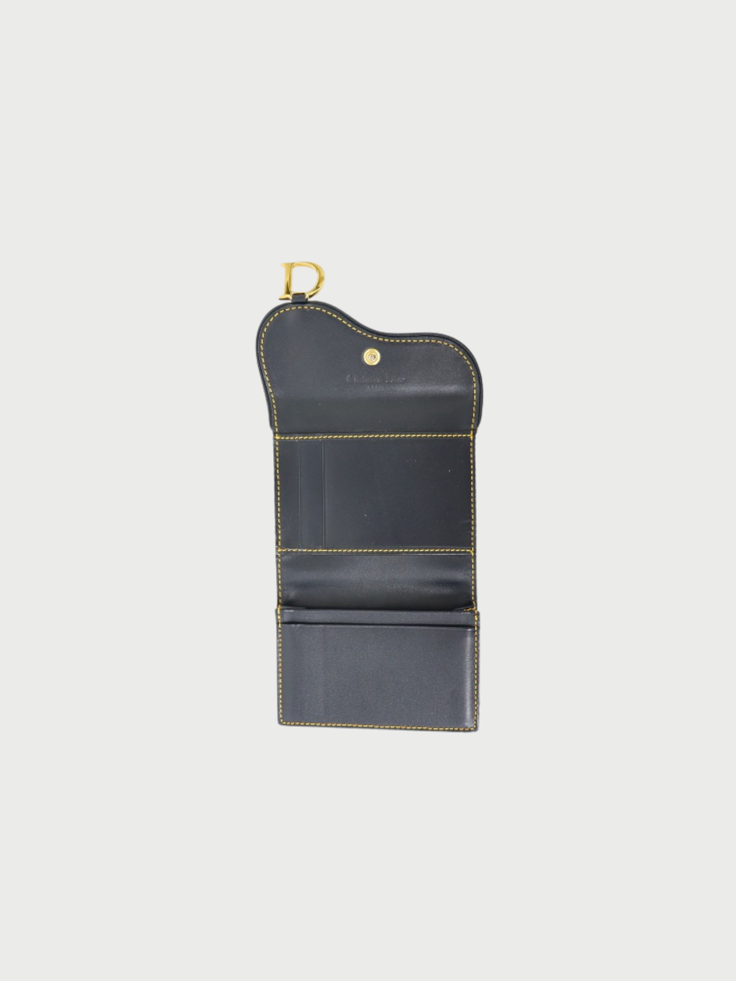 Christian Dior 2010s Navy Trotter Canvas Leather Saddle Card Case