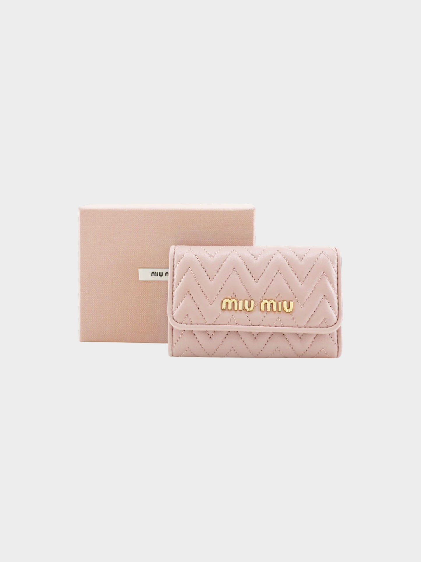 Miu Miu 2010s Pink Chevron Stitch Key Case