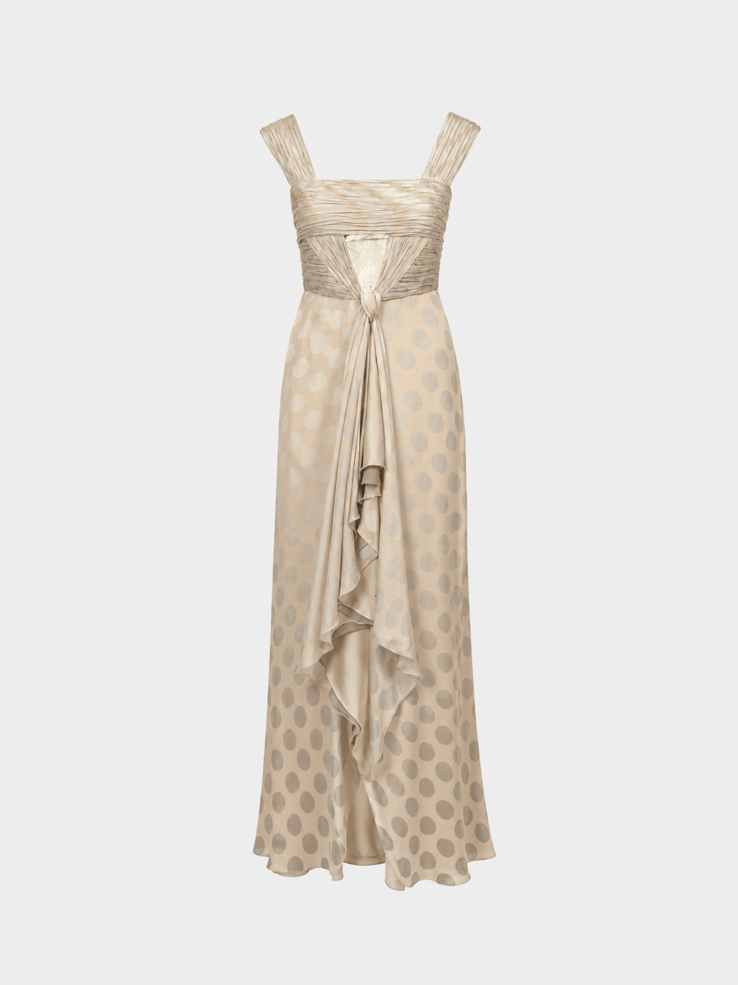 Valentino SS 2008 Runway Beige Satin Polka Dot Dress