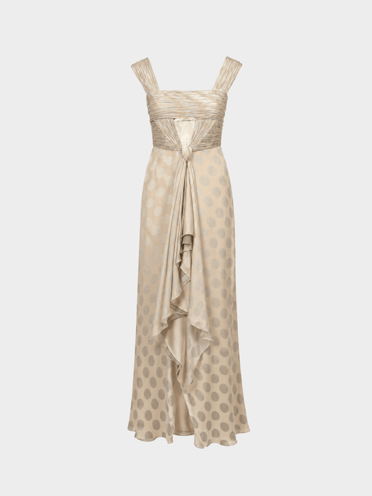 Valentino SS 2008 Runway Beige Satin Polka Dot Dress
