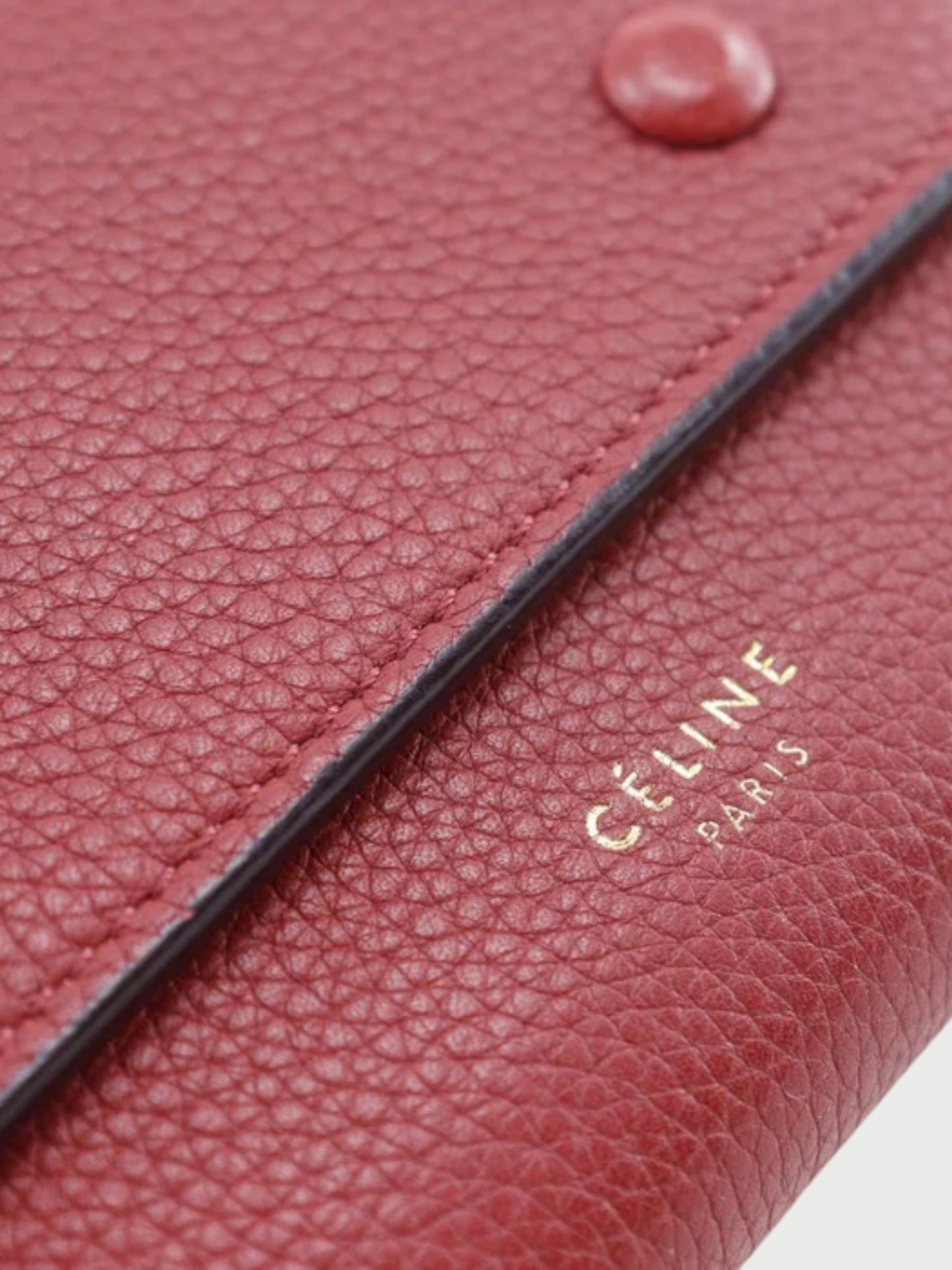 Celine 2010s Red Leather Small Folded Multifunction Tri-Fold Wallet