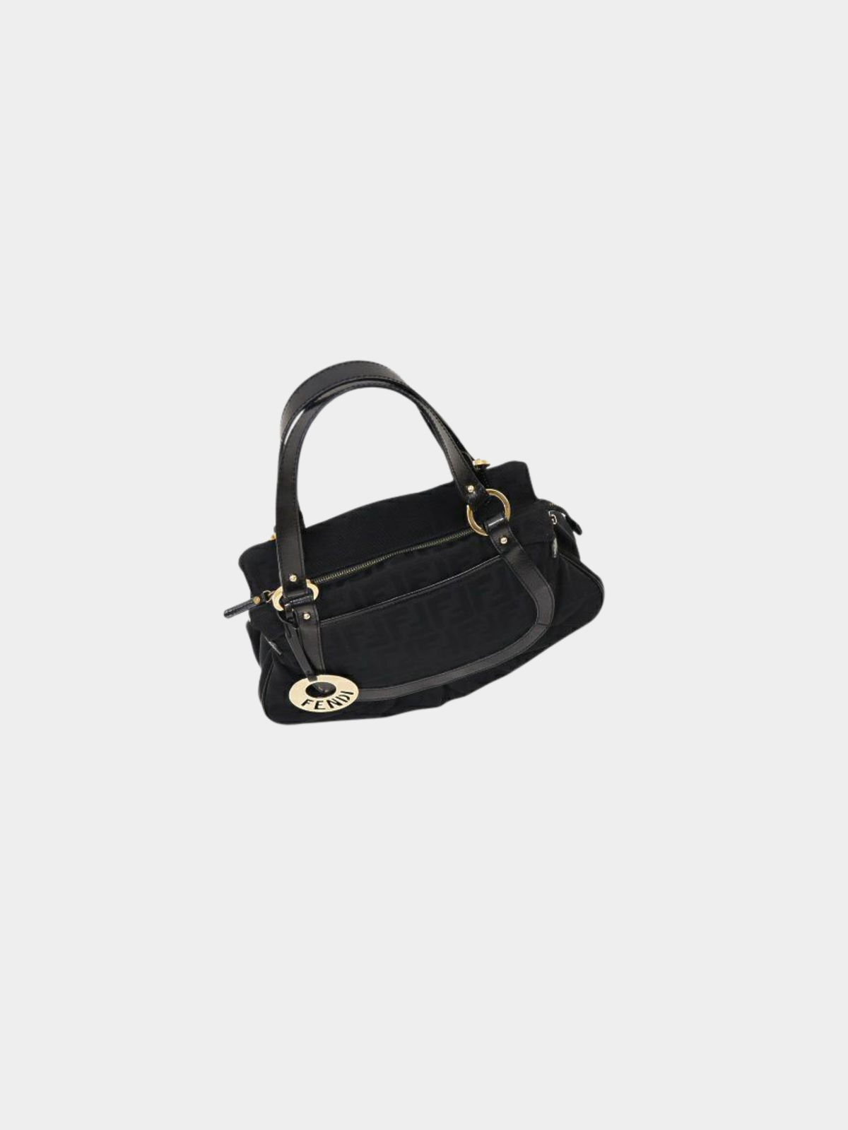 Fendi 2000s Black Nylon Leather Zucca Handbag