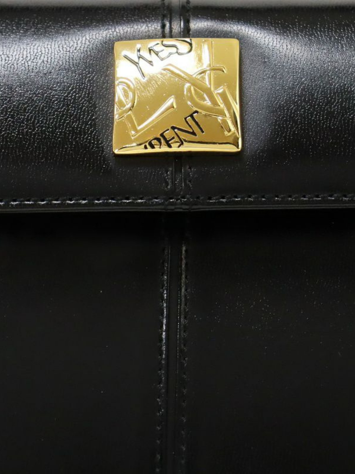 Yves Saint Laurent 2000s Black Leather Logo Hardware Handbag