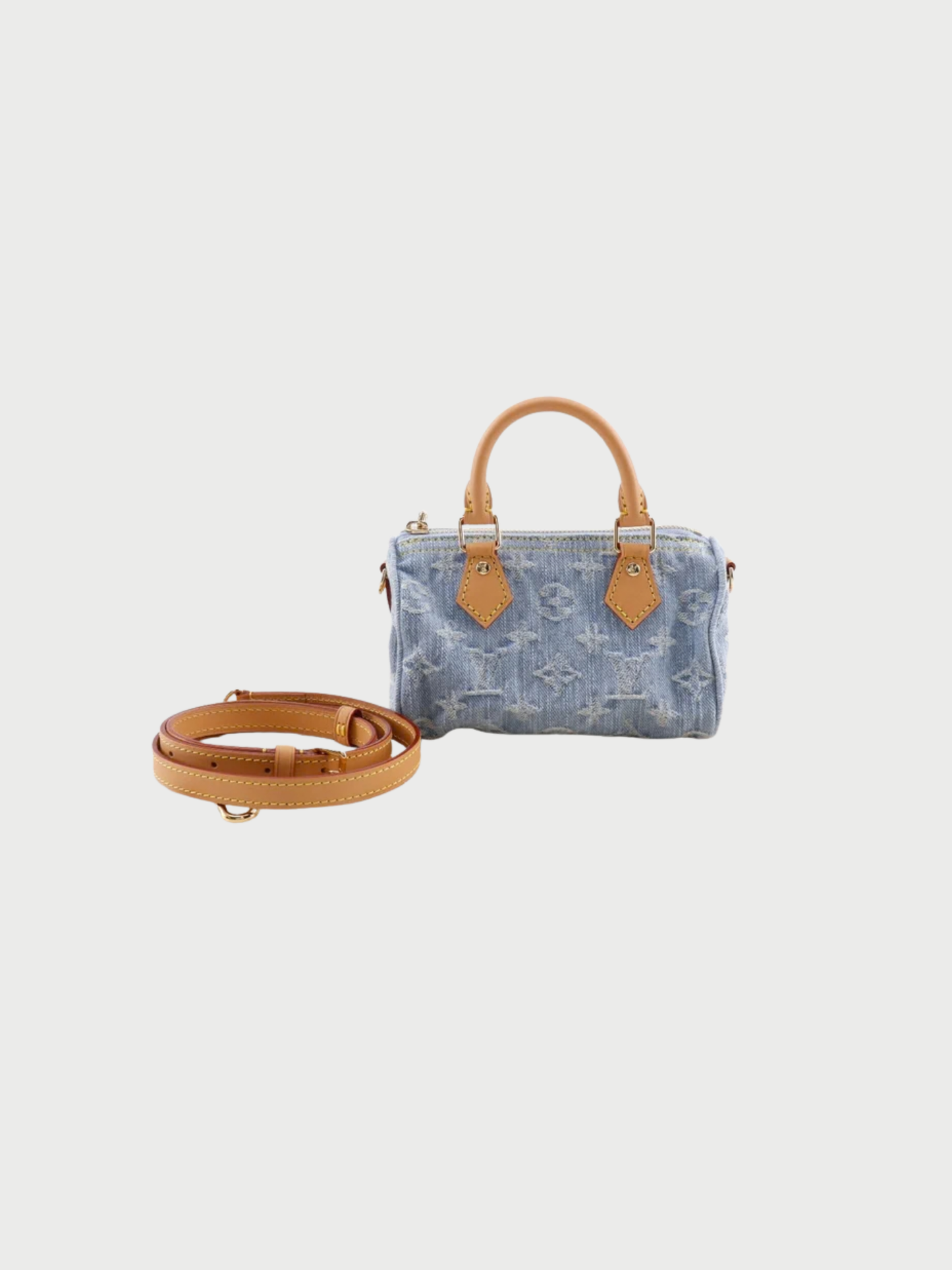 Louis Vuitton 2020s Sky Blue Monogram Denim Nano Speedy Bag