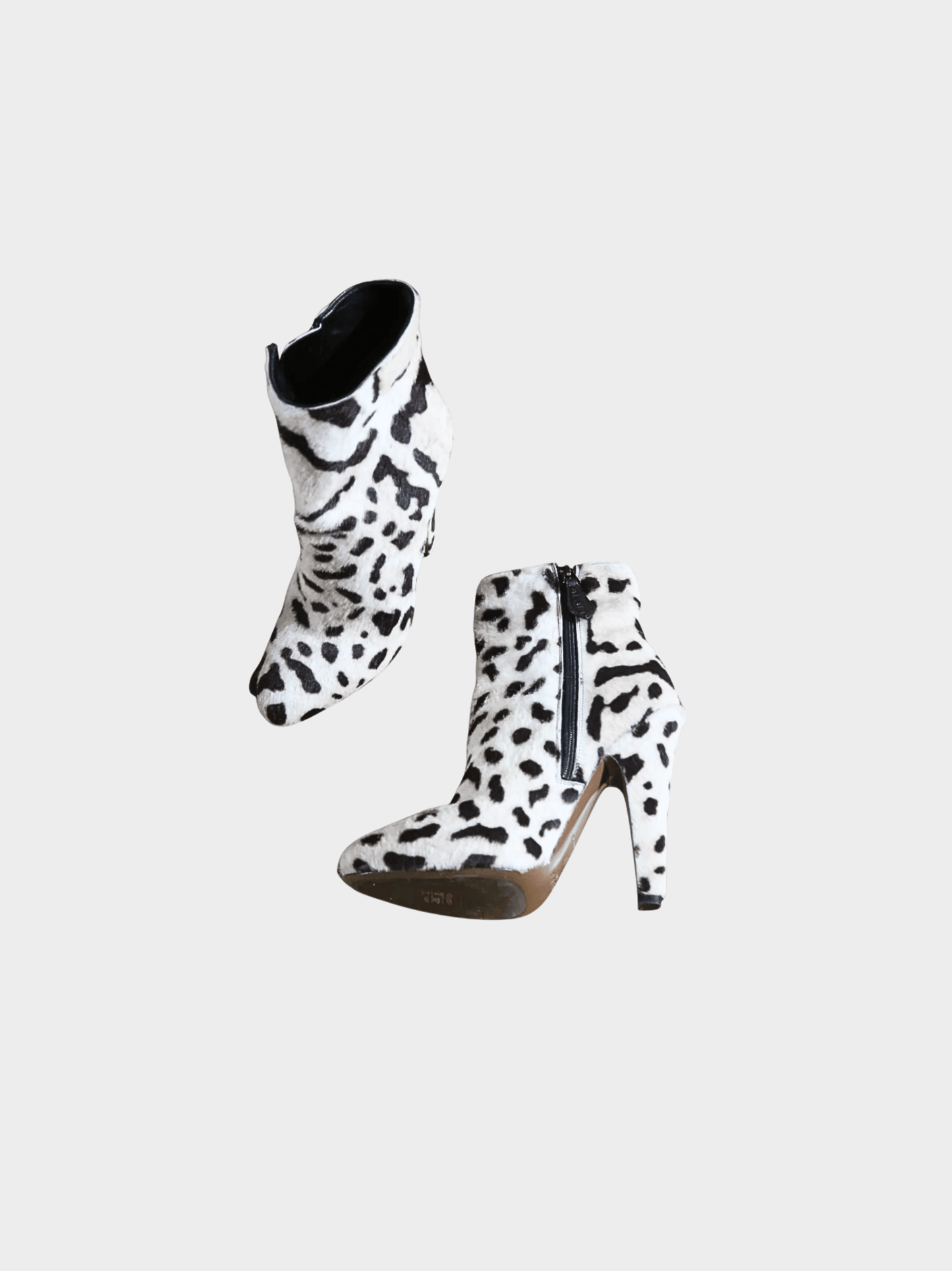 Azzedine Alaïa 2000s White and Black Ponyhair Zebra Print Boots