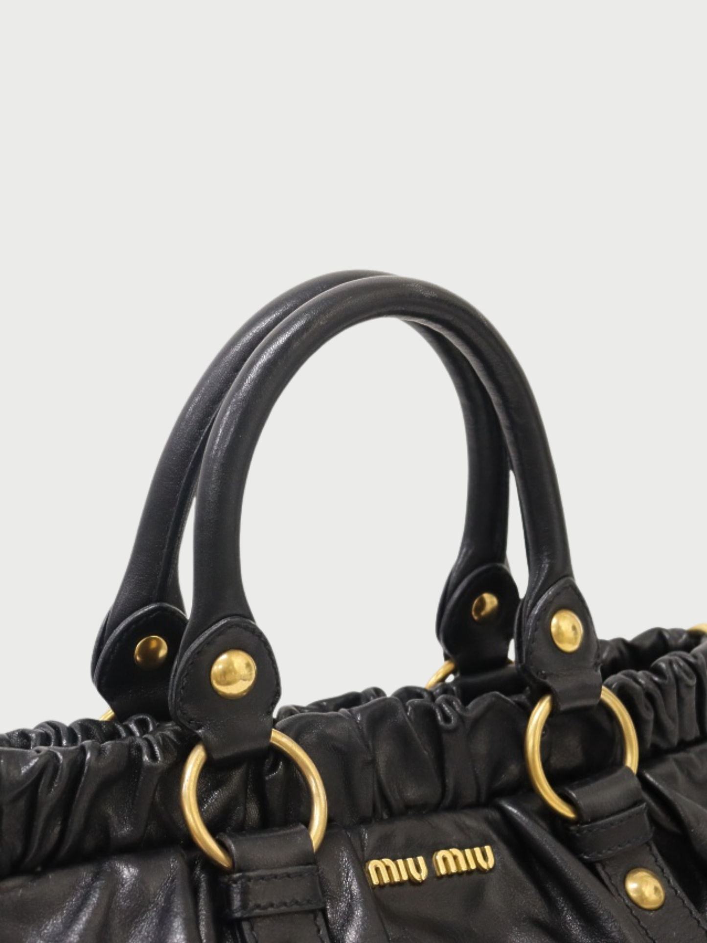 Miu Miu 2010s Black Vitello Lux Leather Logo 2Way Bag