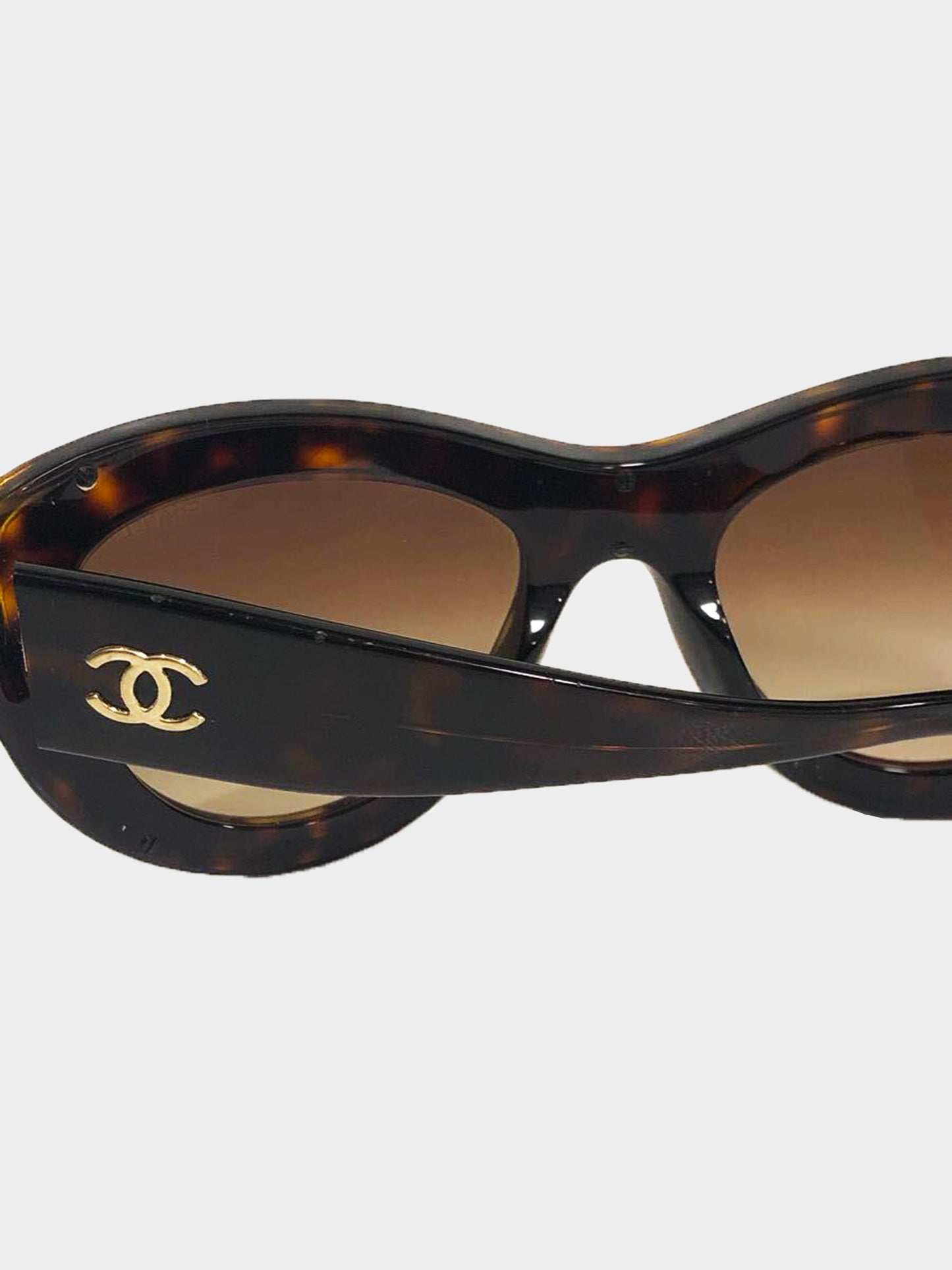 Chanel 2000s Brown Tortoise Cat Eye Sunglasses