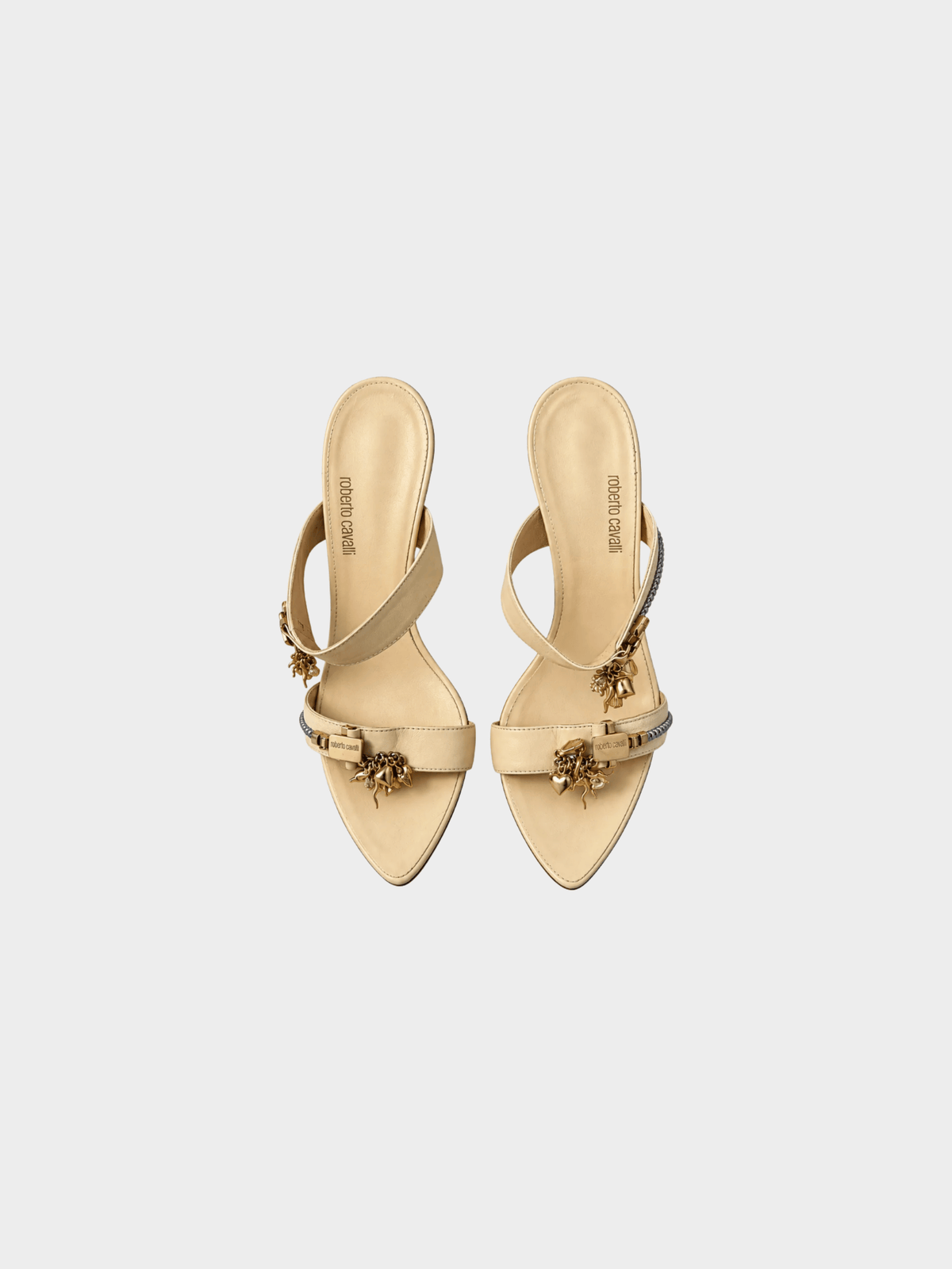 Roberto Cavalli 2000s Beige Leather Charm Heels