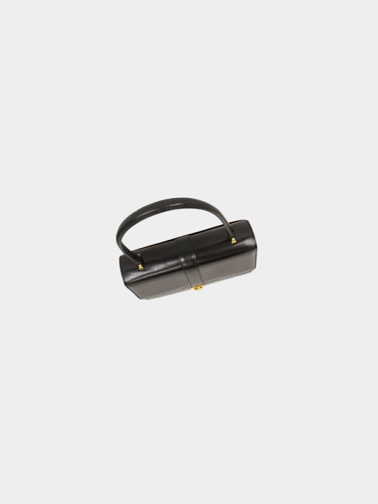 Celine 1990s Black Gancini Hardware Leather Handbag