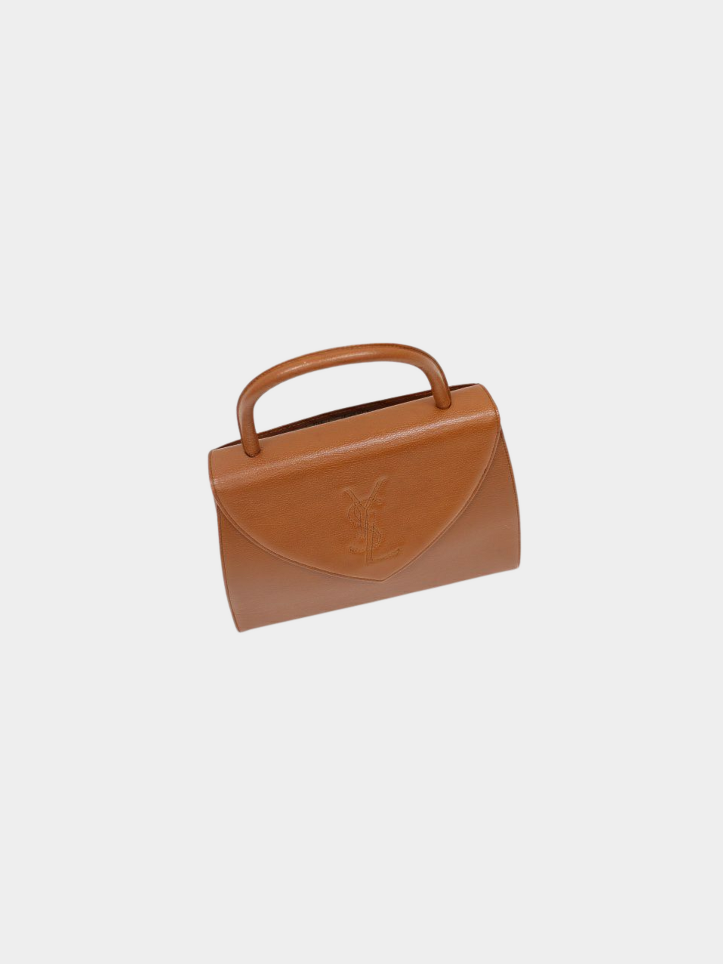 Yves Saint Laurent 1990s Brown Logo Stitch Leather Handbag
