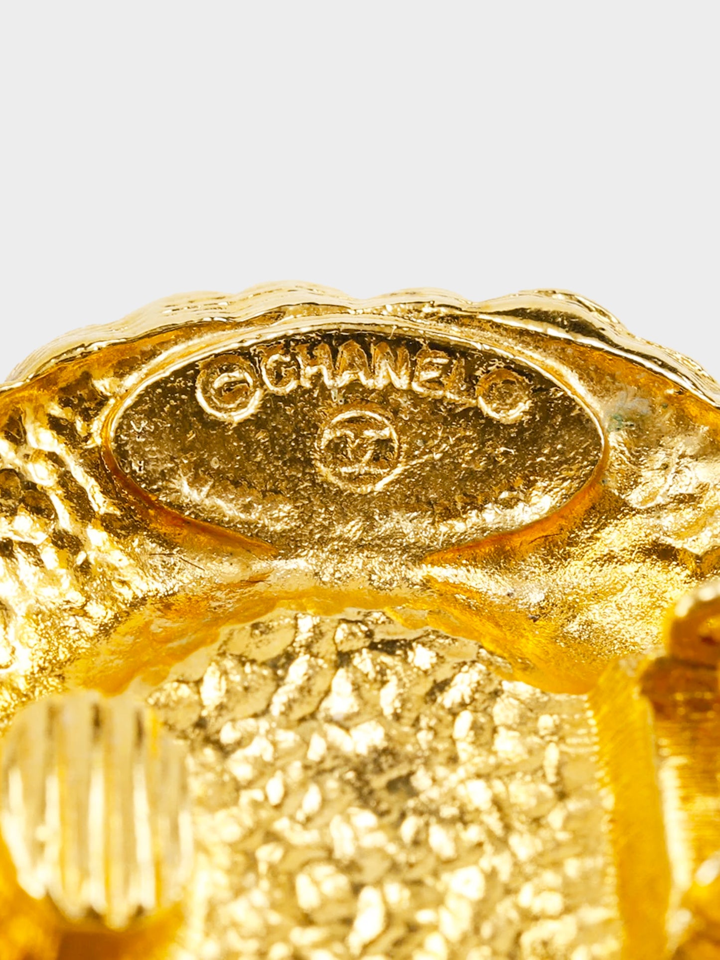 Chanel 1980s Gold and Hammered Faux Pearl Clip-on Earrings
