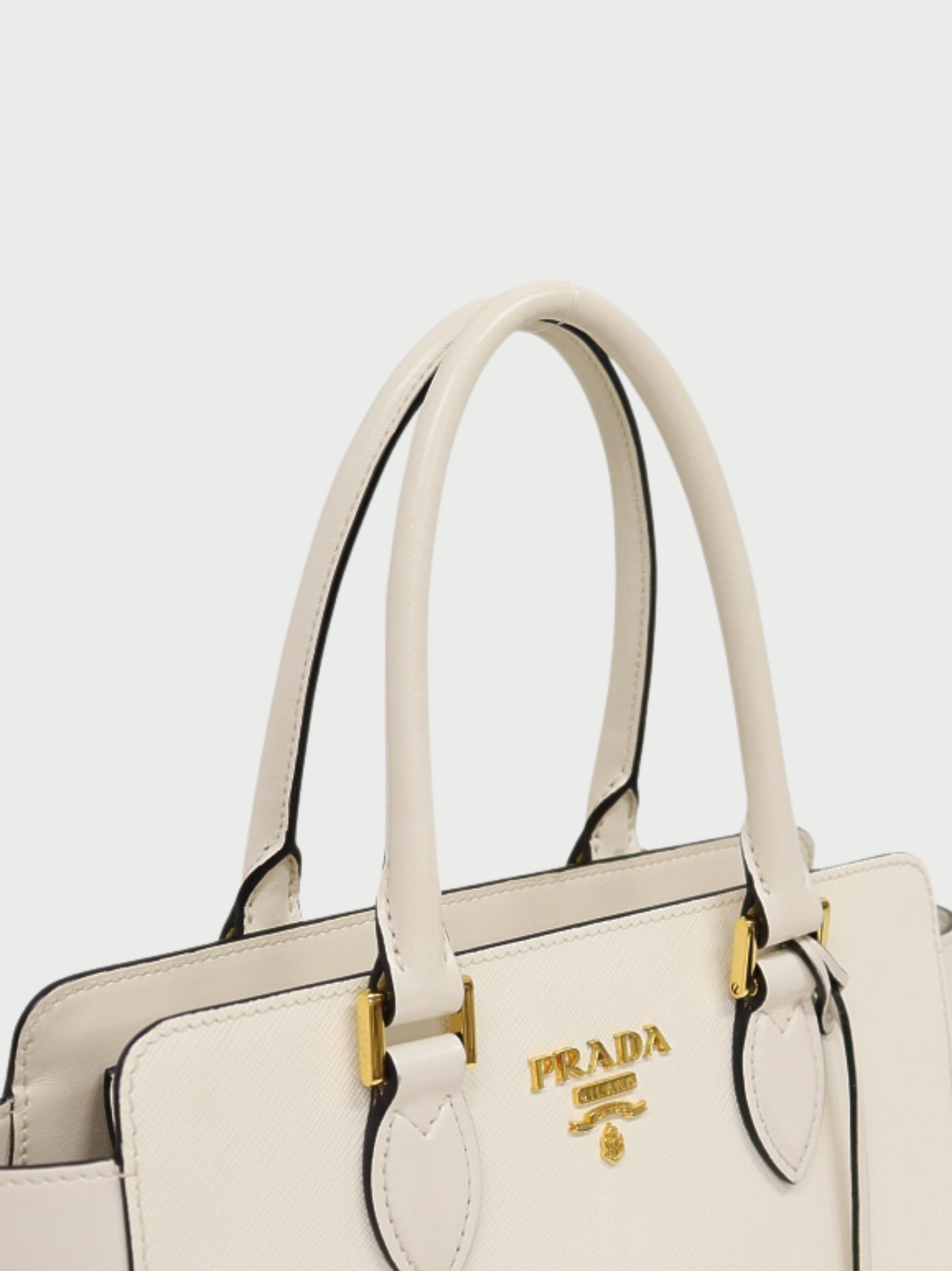 Prada 2010s White Saffiano Leather Logo Hardware 2Way Bag
