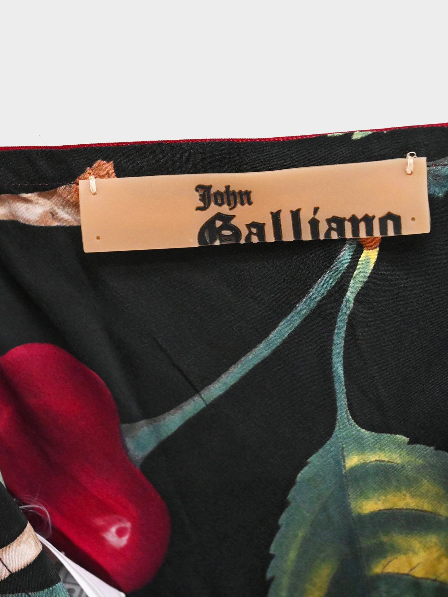 John Galliano FW 2003 Black and Red Cherry Dress with Scarf
