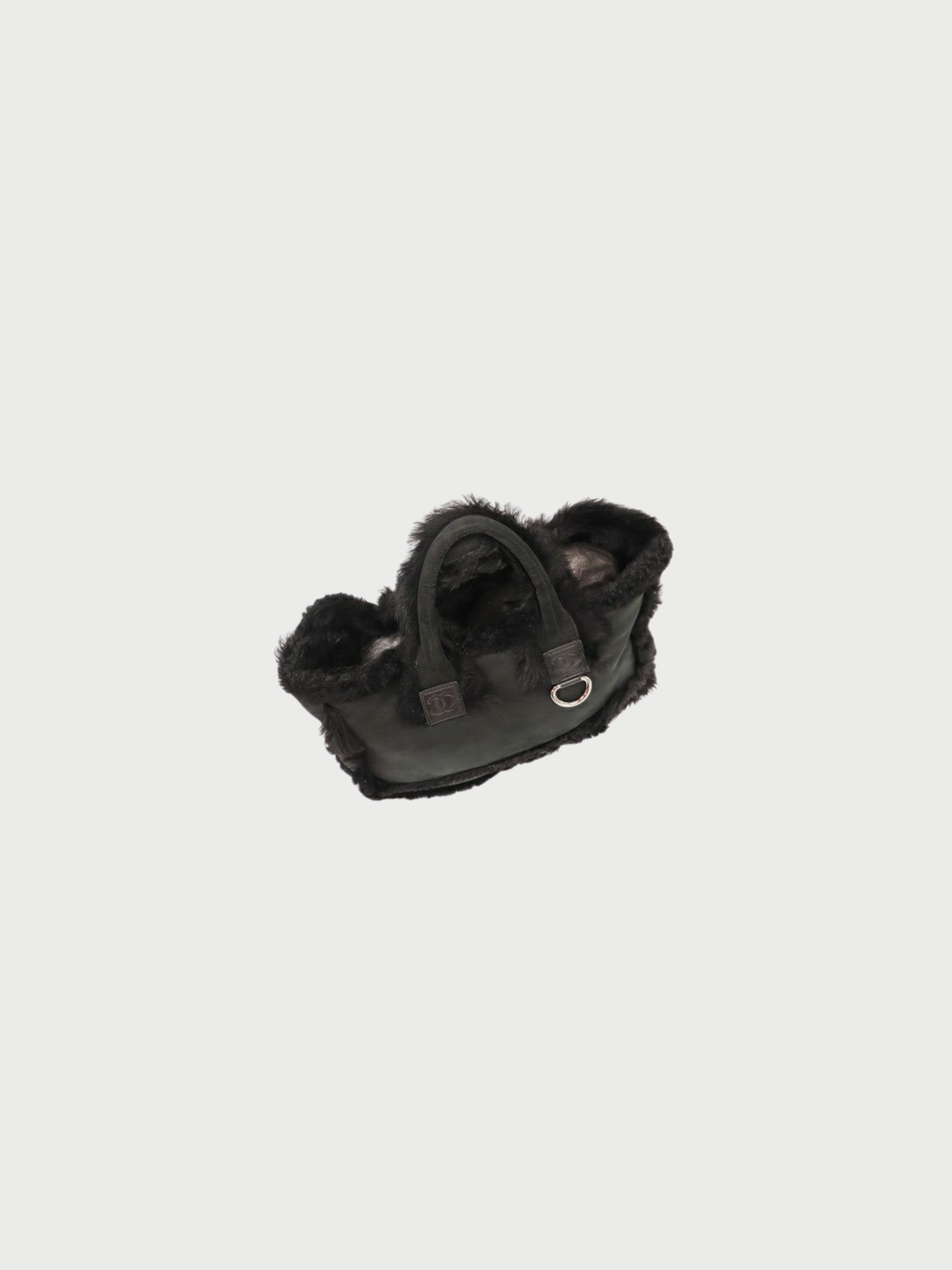 Chanel 2007 Black Shearling Sports Line Tote Bag