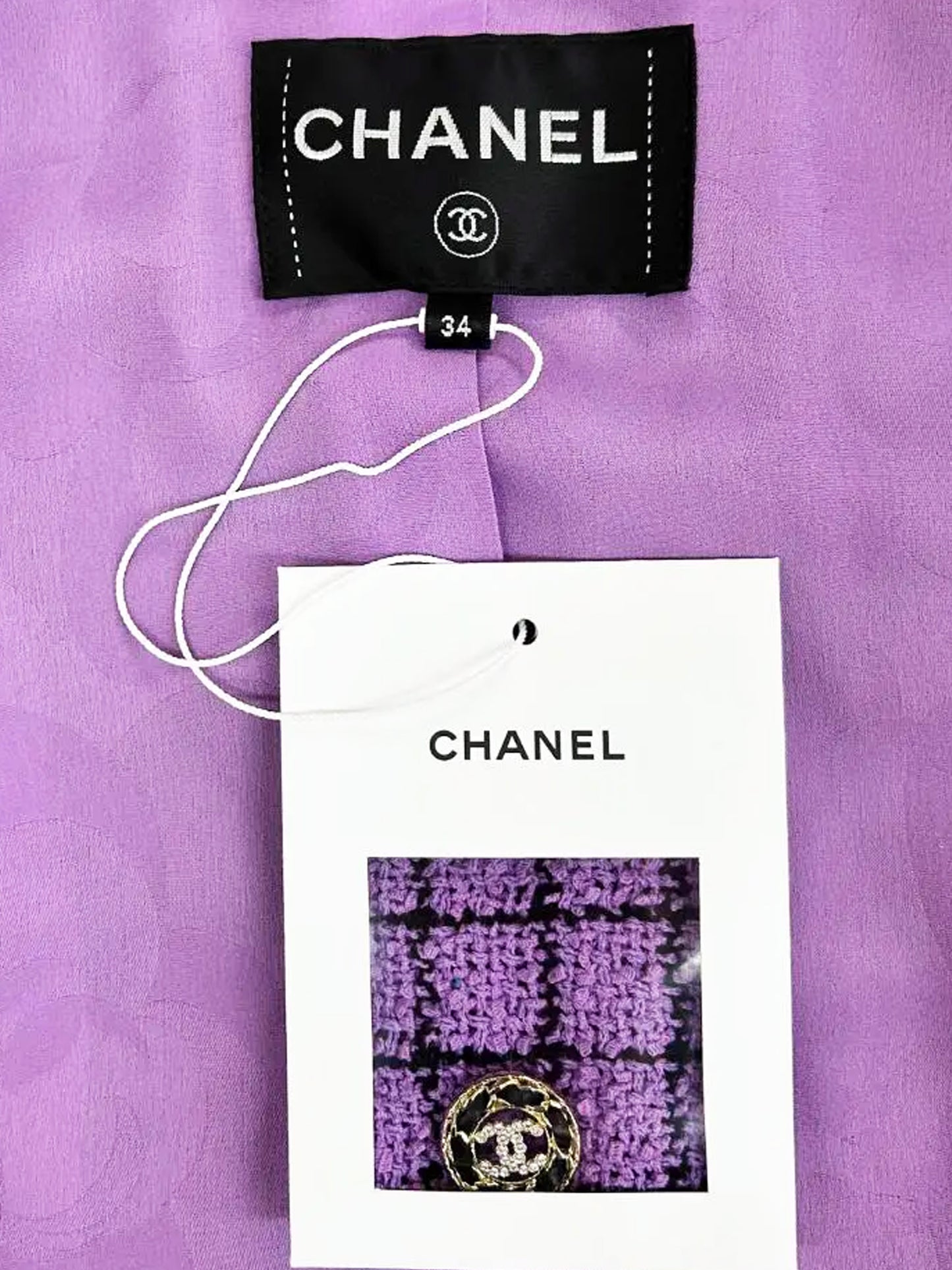 Chanel SS 2022 Purple Cotton Tweed Skirt and Jacket Suit