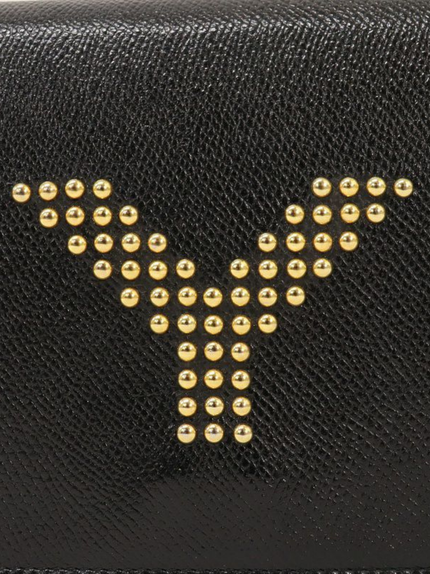 Yves Saint Laurent 2000s Black Leather Logo Studs Shoulder Bag