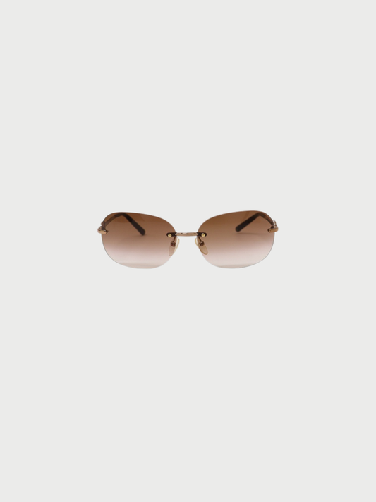 Celine 2000s Gold Brown Macadam Sunglasses