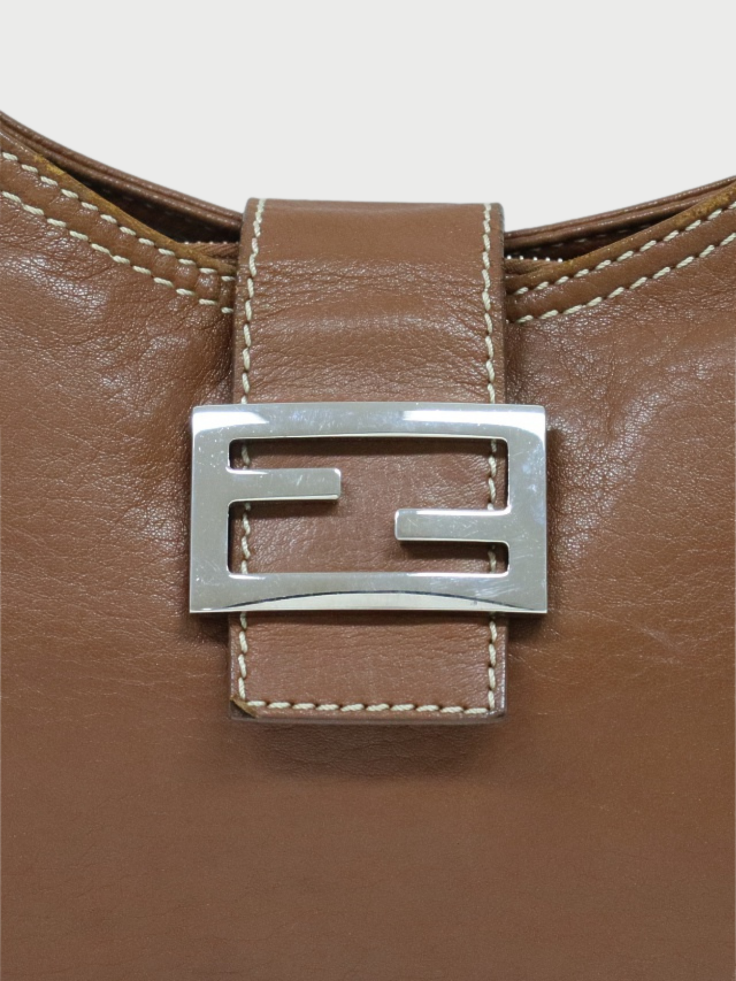 Fendi 2000s Brown Leather Mamma Baguette Bag