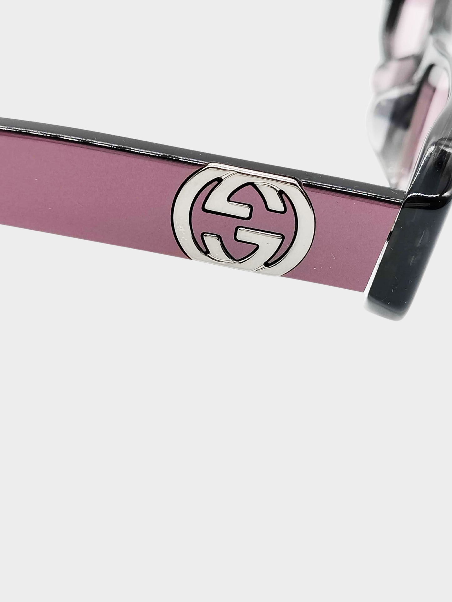 Gucci 2000s Purple GG-9051 Narrow Rectangular Sunglasses