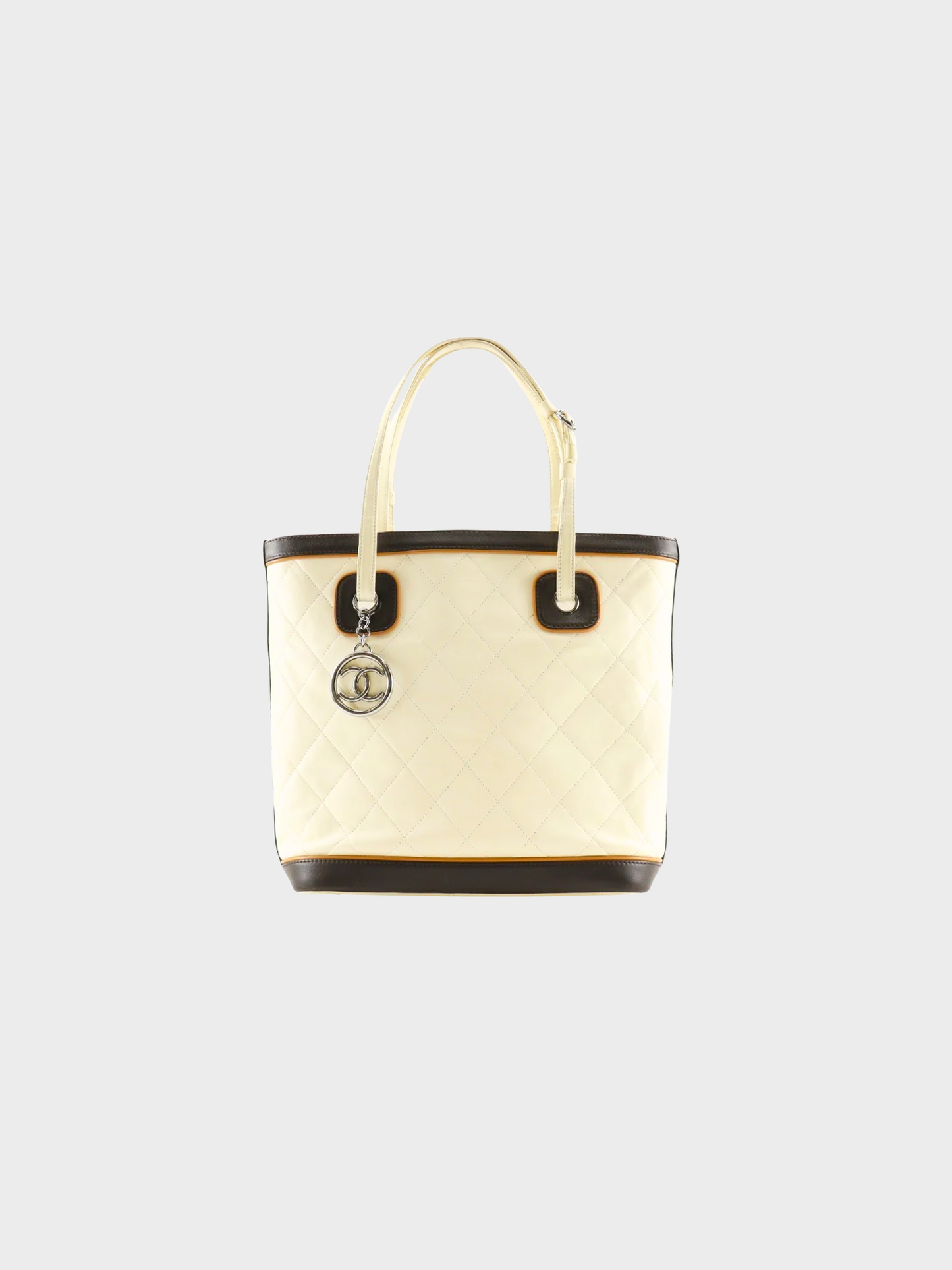Chanel 2006-2008 Ivory Matelasse Quilted CC Charm Tote Bag
