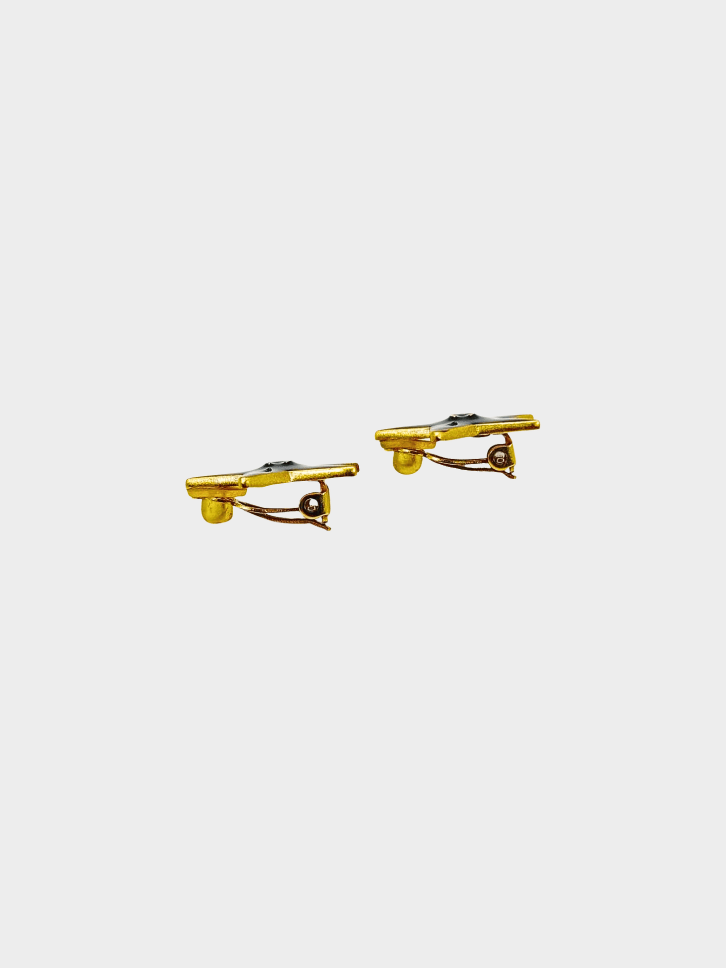Chanel 2000s Black Gold Coco Star Earrings