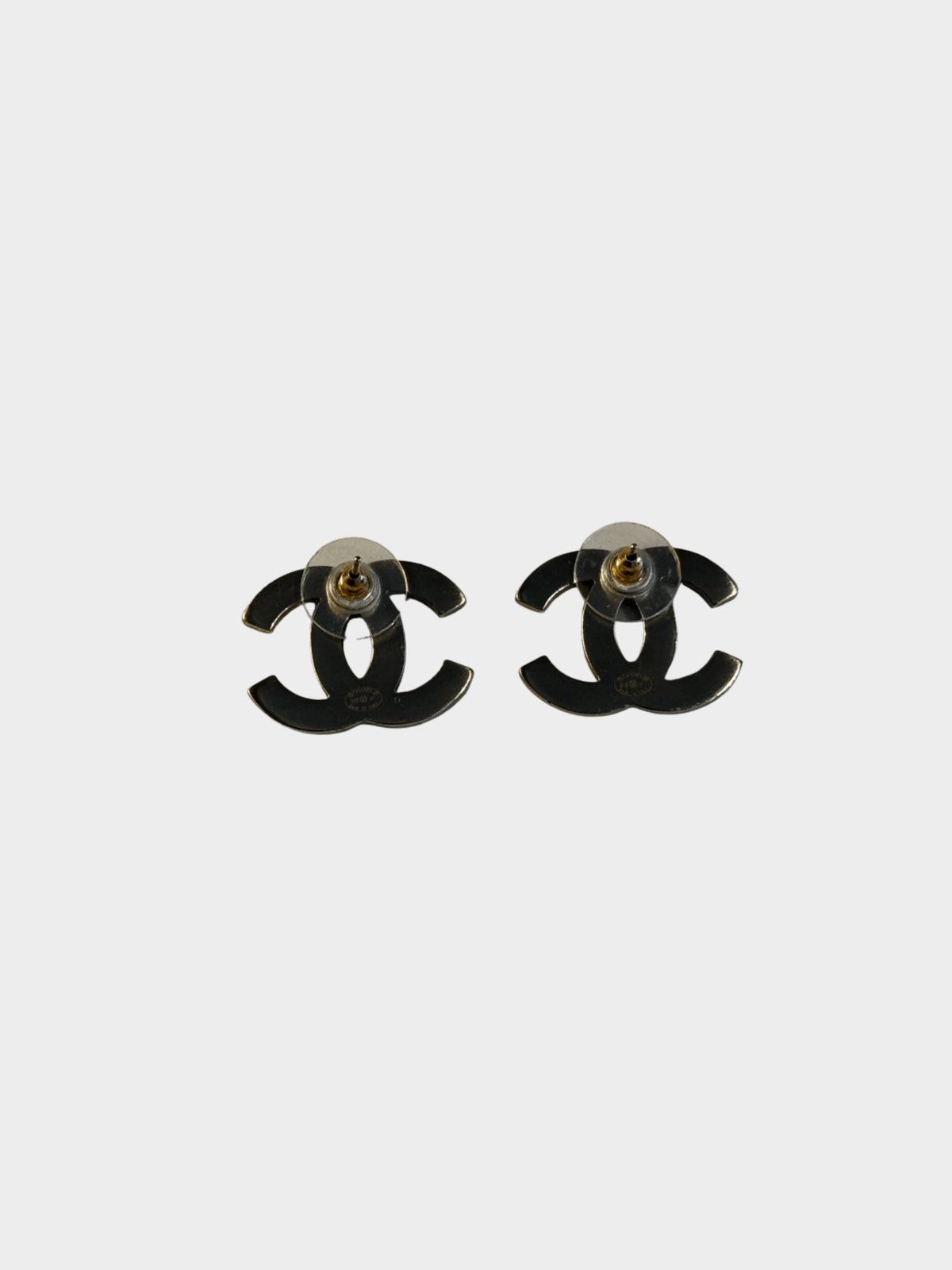 Chanel 2000s Gold Pearl Stud CC Earrings