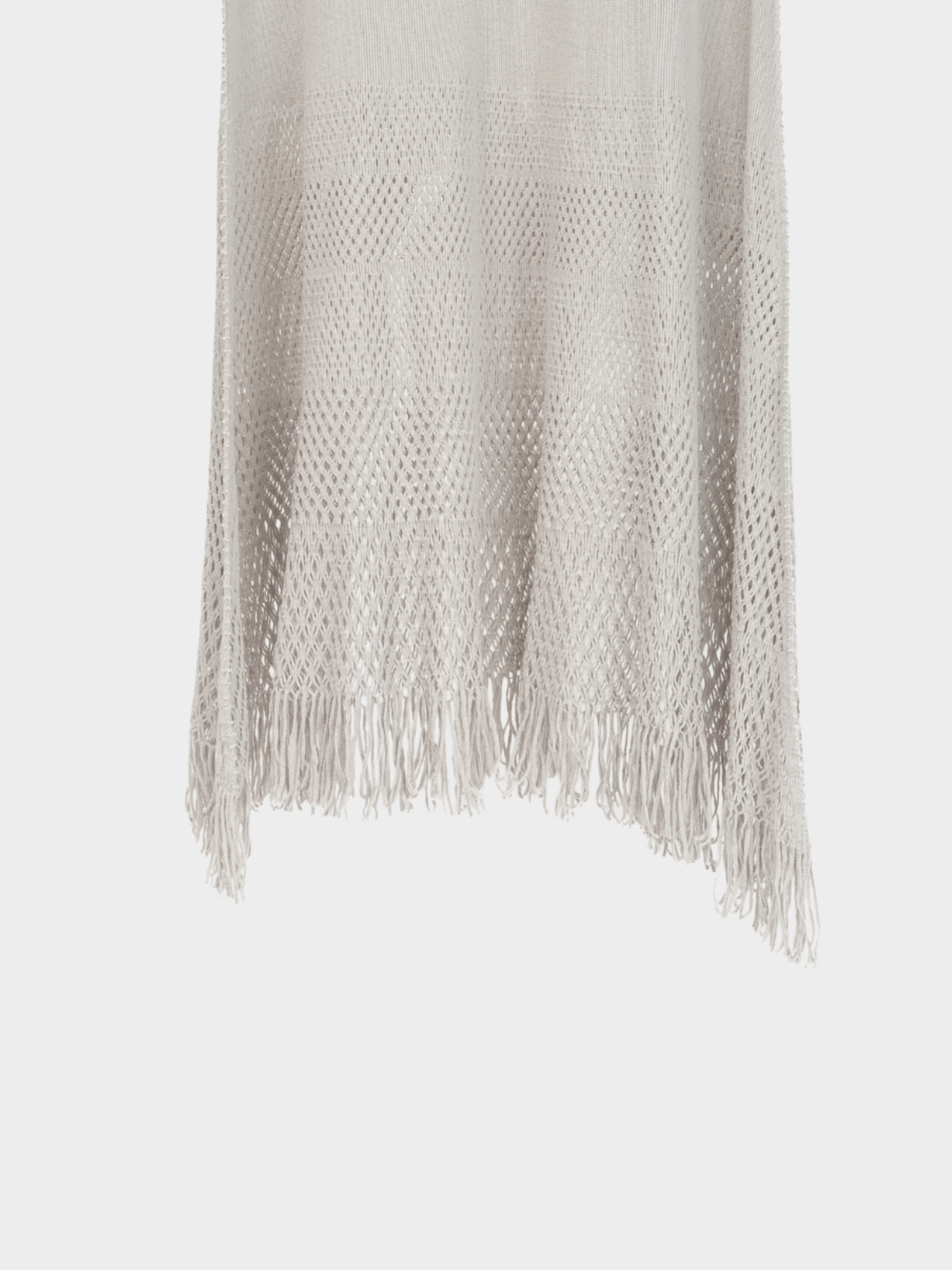 Issey Miyake Fete 2000s Grey Mesh-Knit Fringe-Hem Maxi Dress