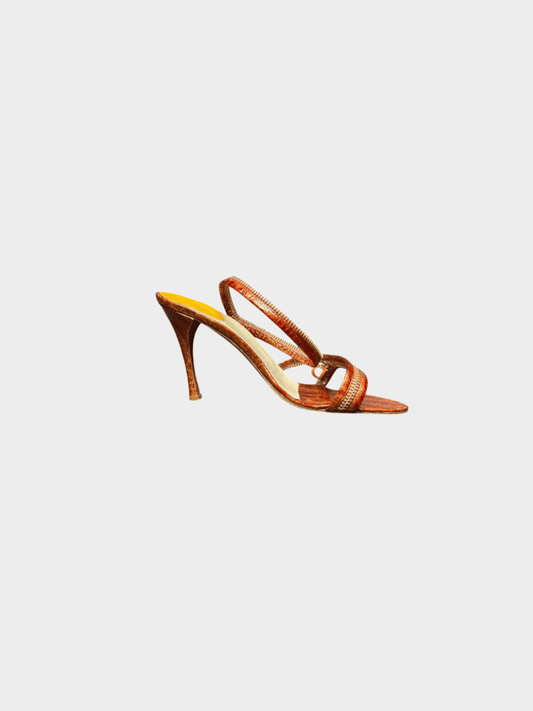 Christian Dior SS 2001 Orange Patent Leather Croc Heels