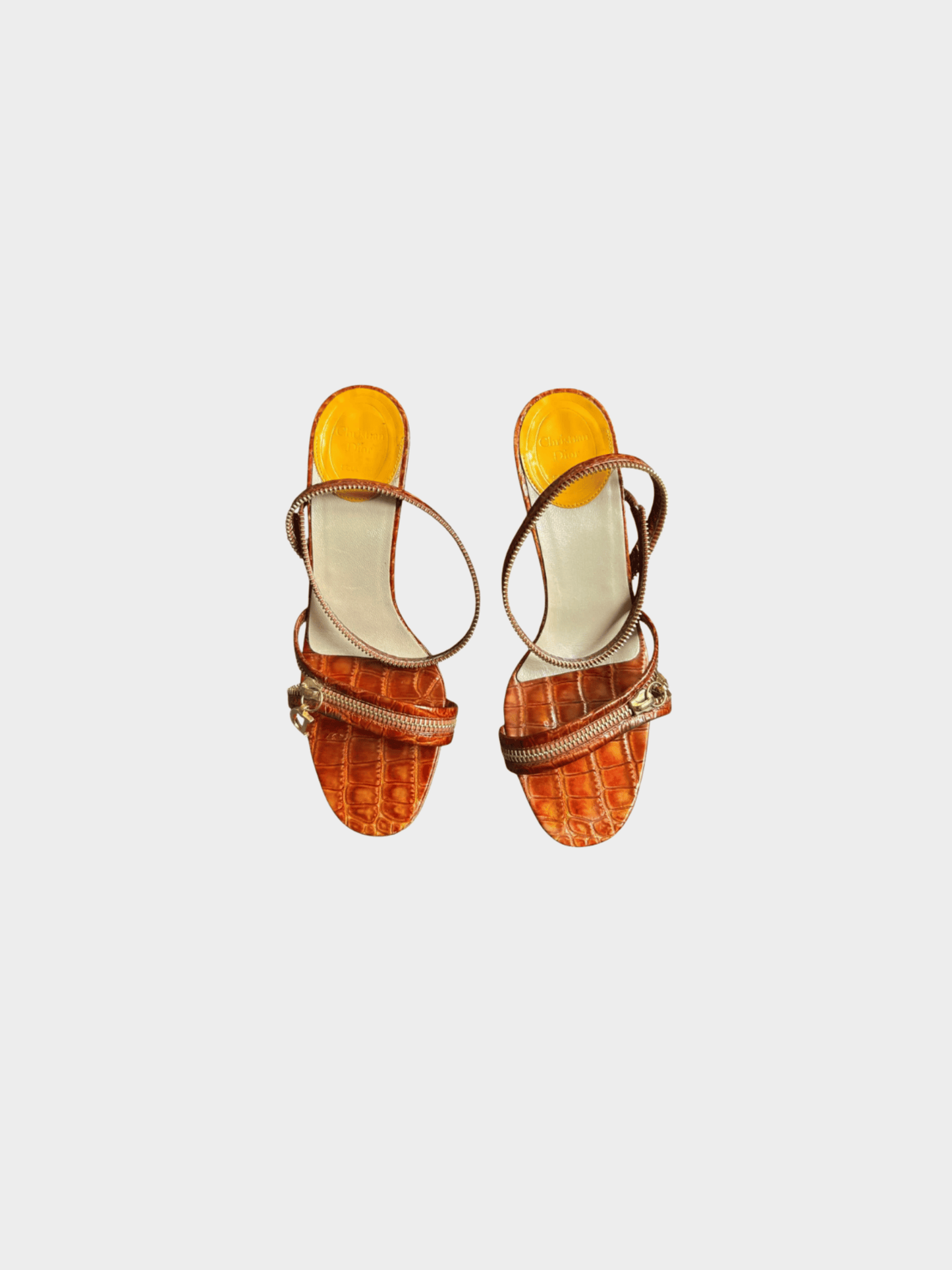Christian Dior SS 2001 Orange Patent Leather Croc Heels