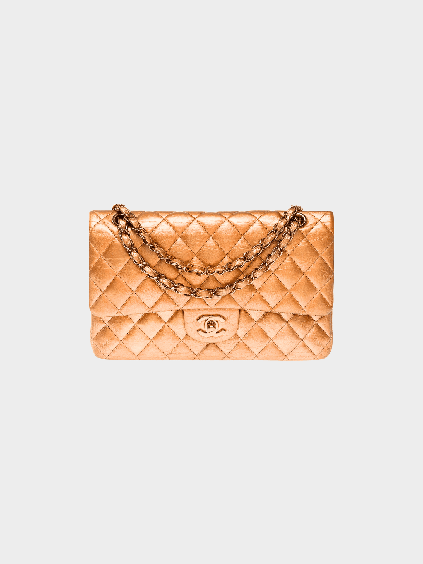 Chanel 2009 Bronze Metallic Medium Classic Double Flap Bag