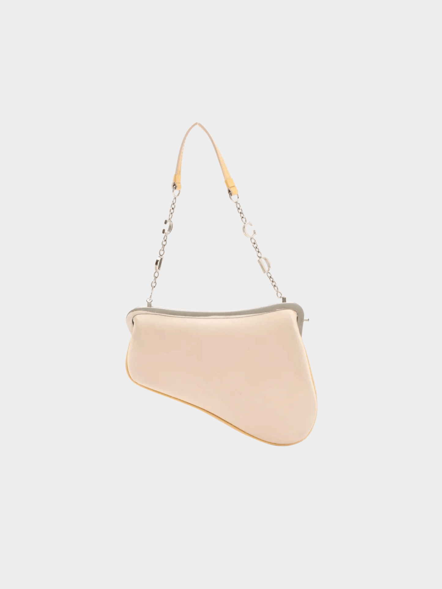 Christian Dior by John Galliano 2002 Beige Satin and Patent Leather Mini Saddle Bag