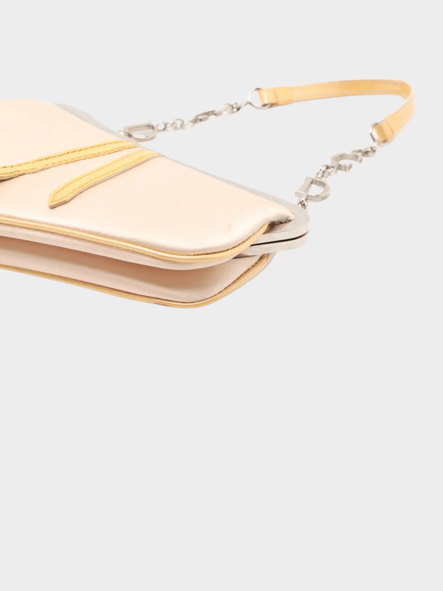 Christian Dior by John Galliano 2002 Beige Satin and Patent Leather Mini Saddle Bag