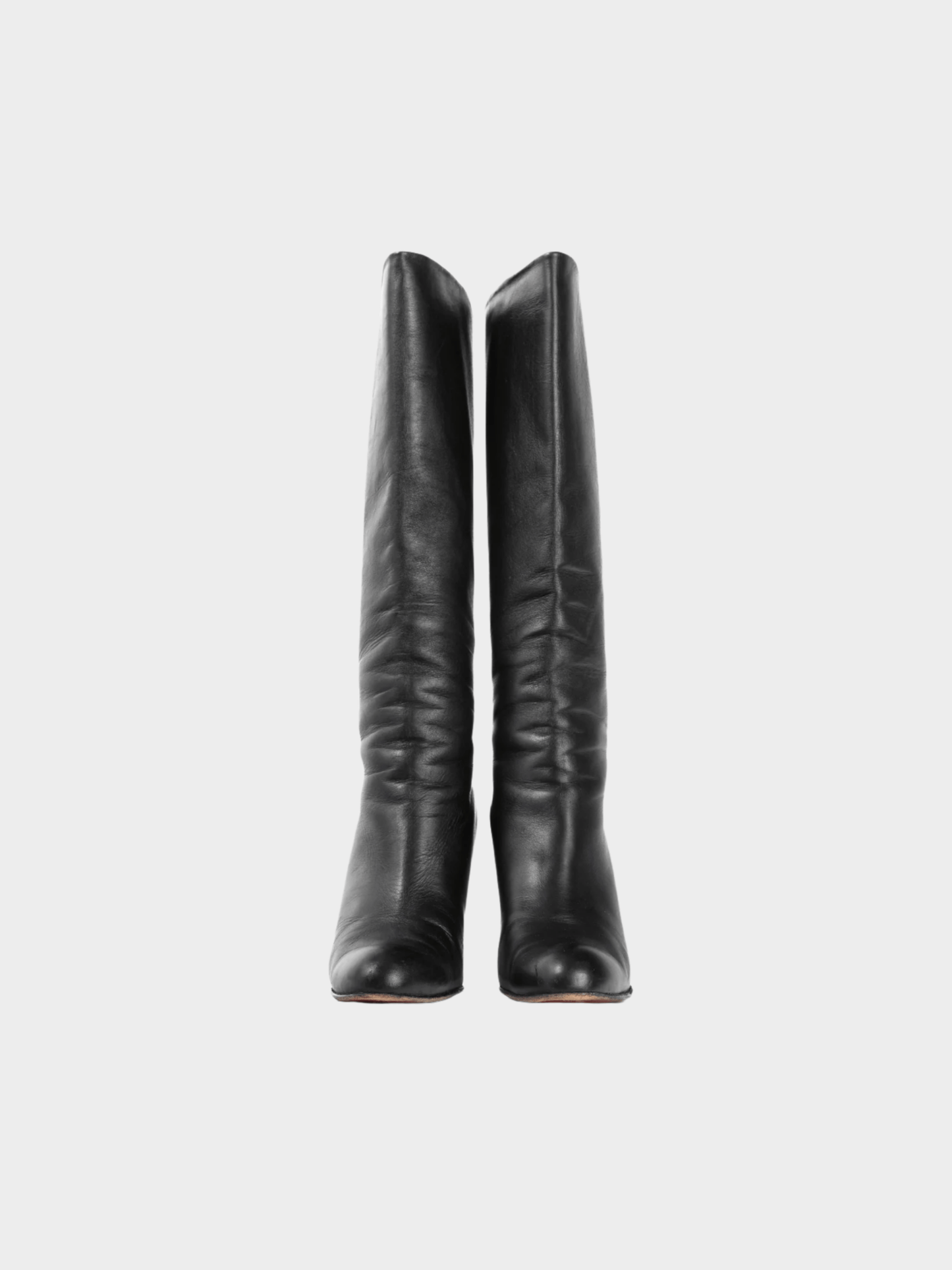 Christian Louboutin 2010s Zepita Black Leather Knee-High Wedge Boots