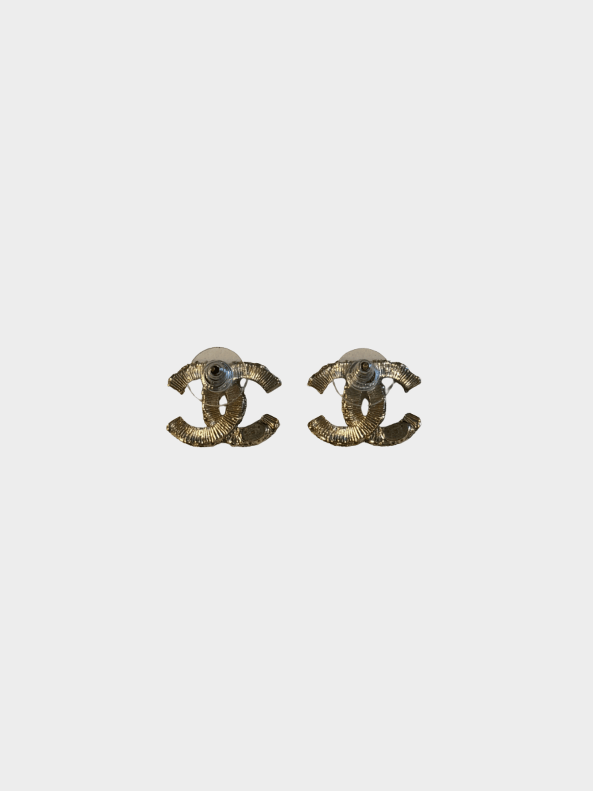 Chanel 2010s Black and Gold CC Stud Earrings