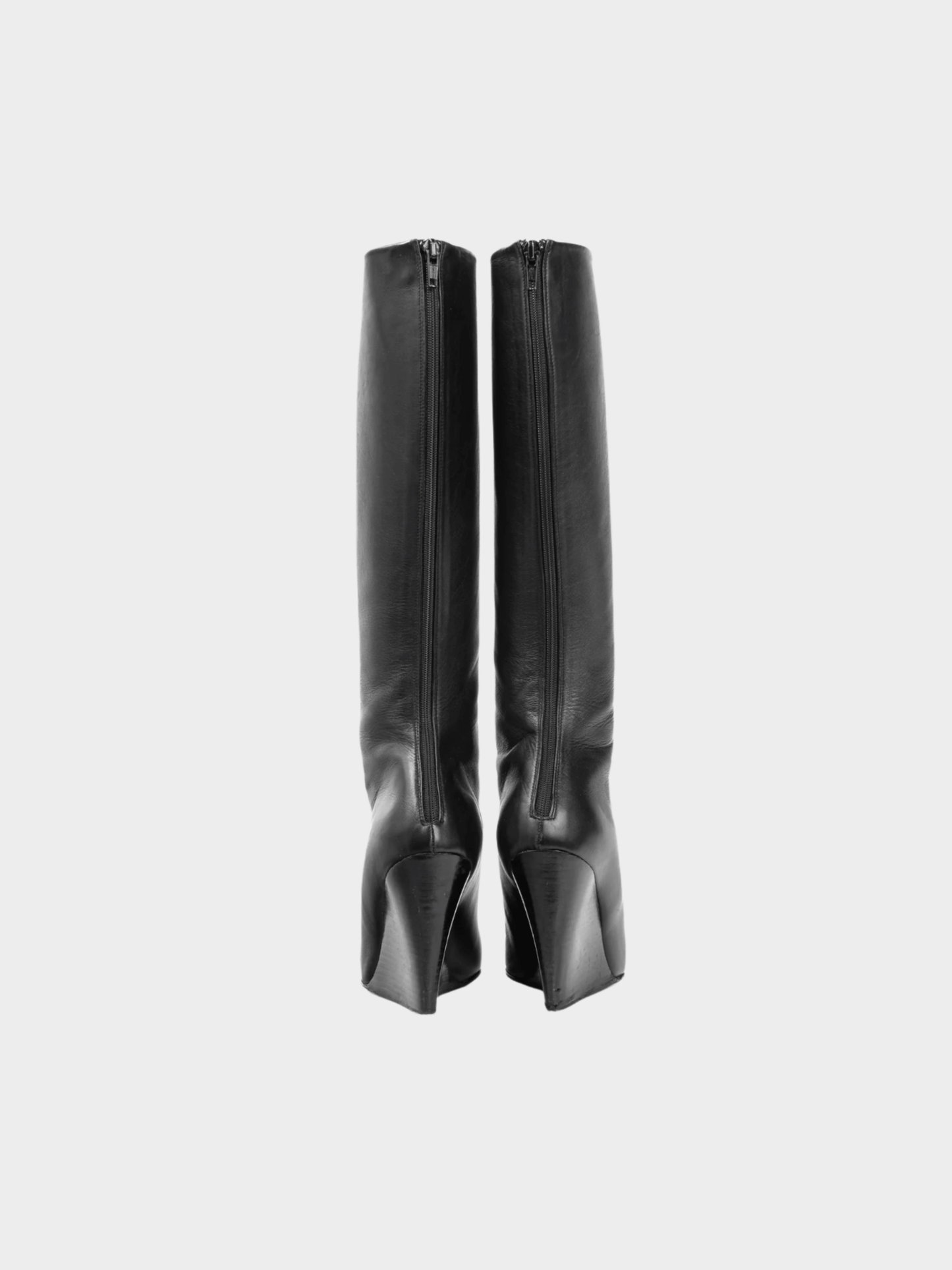 Christian Louboutin 2010s Zepita Black Leather Knee-High Wedge Boots
