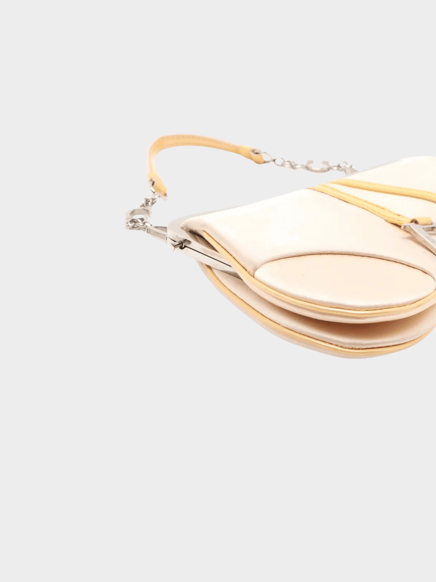 Christian Dior by John Galliano 2002 Beige Satin and Patent Leather Mini Saddle Bag