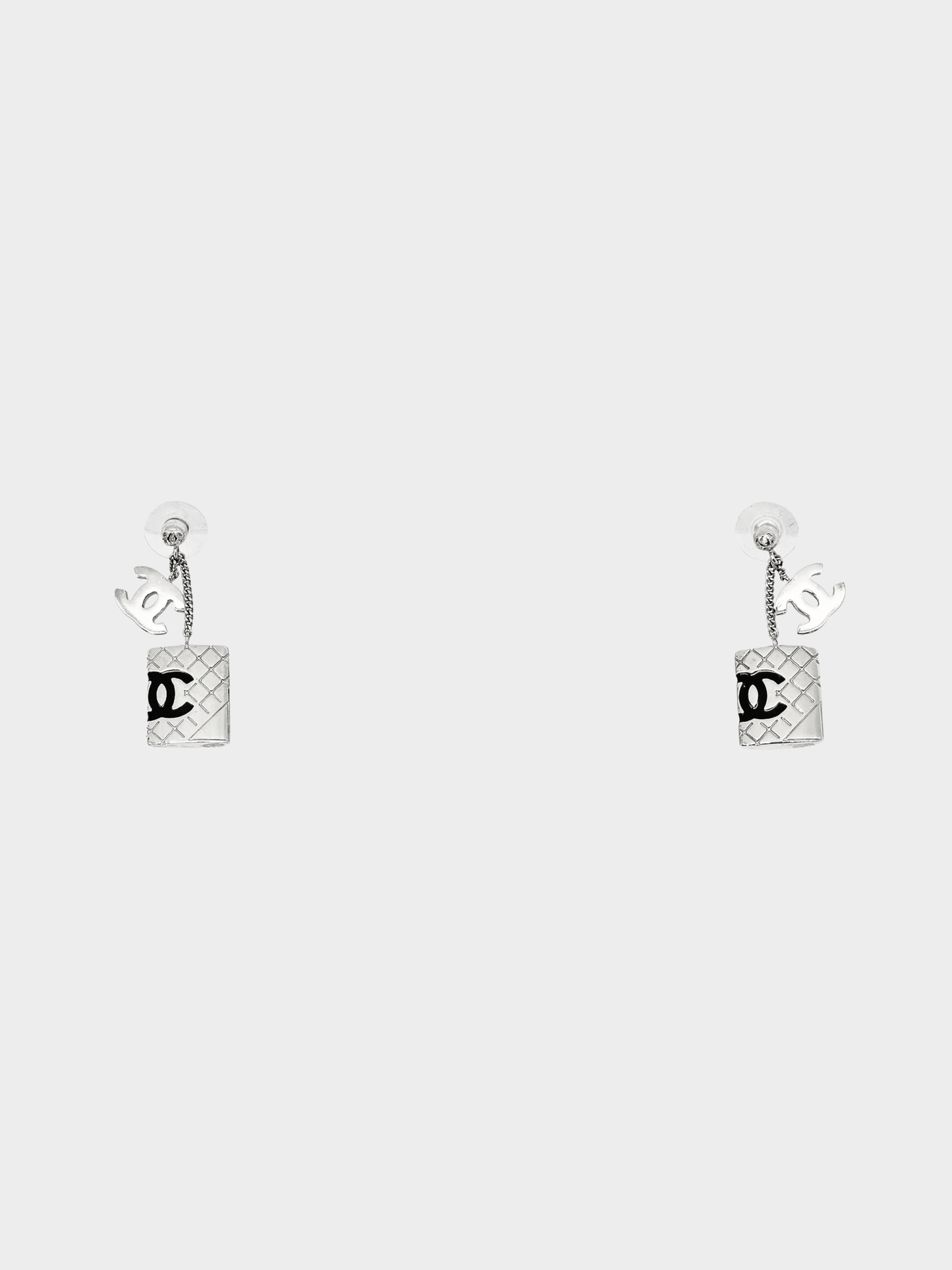 Chanel 2000s Silver Coco Mark Cambon Earrings