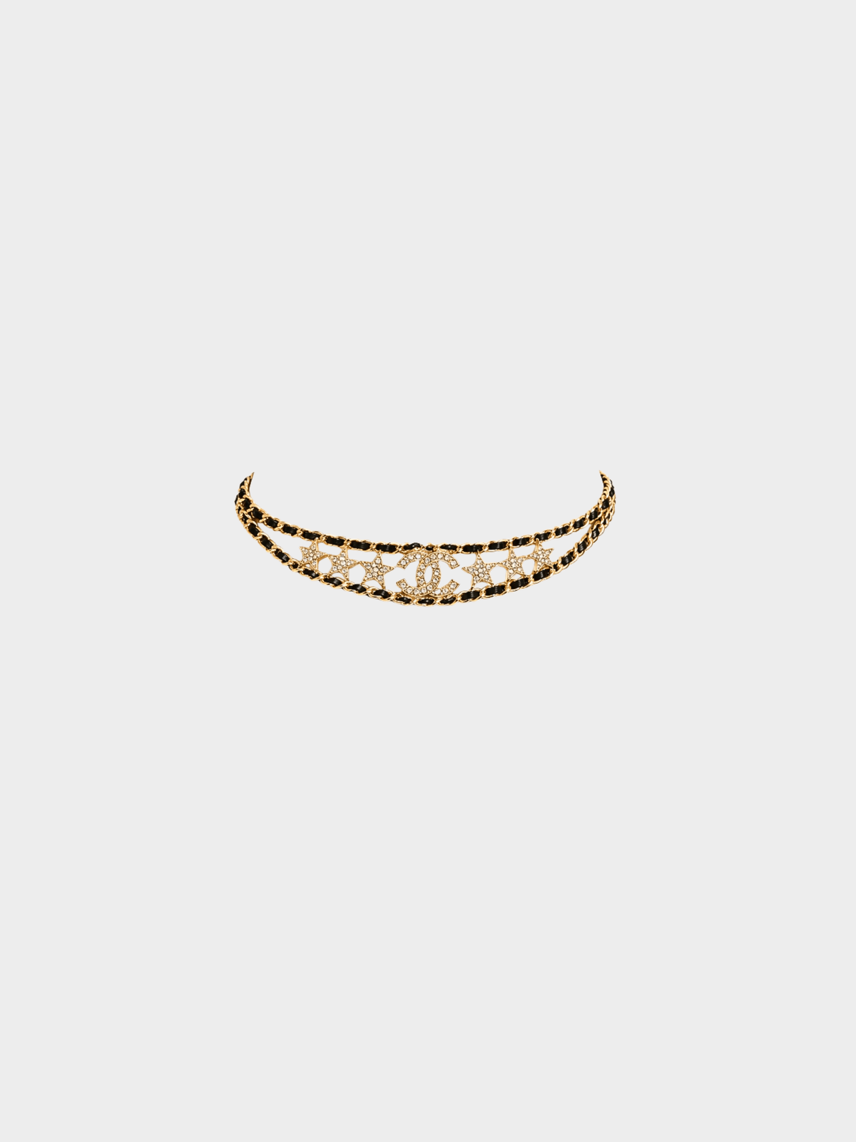 Chanel 2000s Black CC Stars Choker Necklace