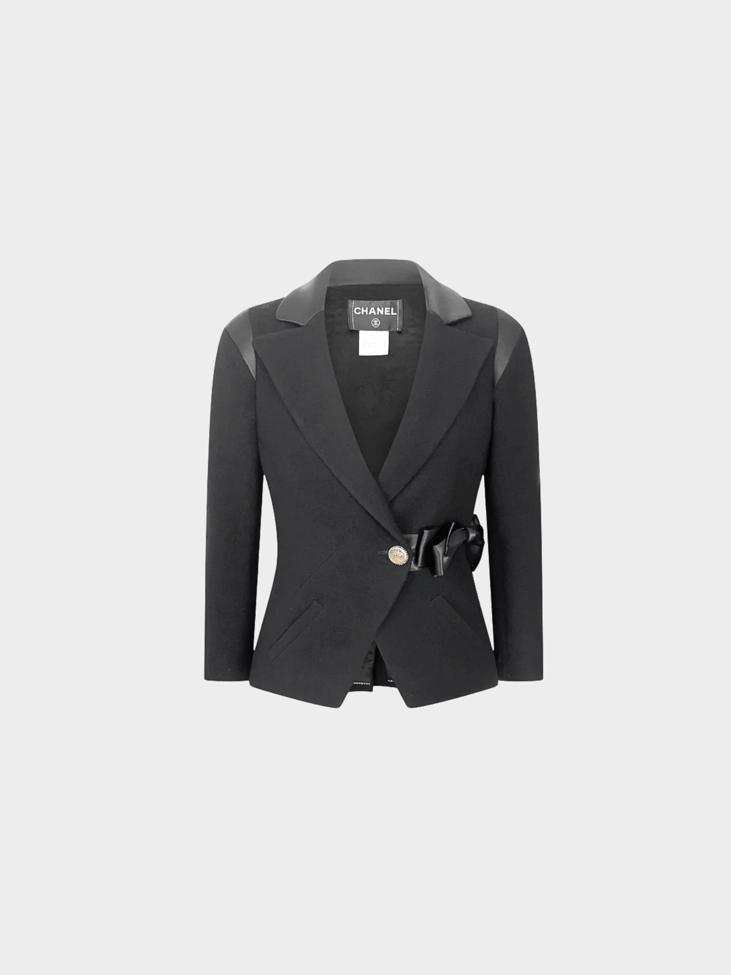 Chanel Pre-Fall 2008 by Karl Lagerfeld Black Silk Bow Wool Jacket