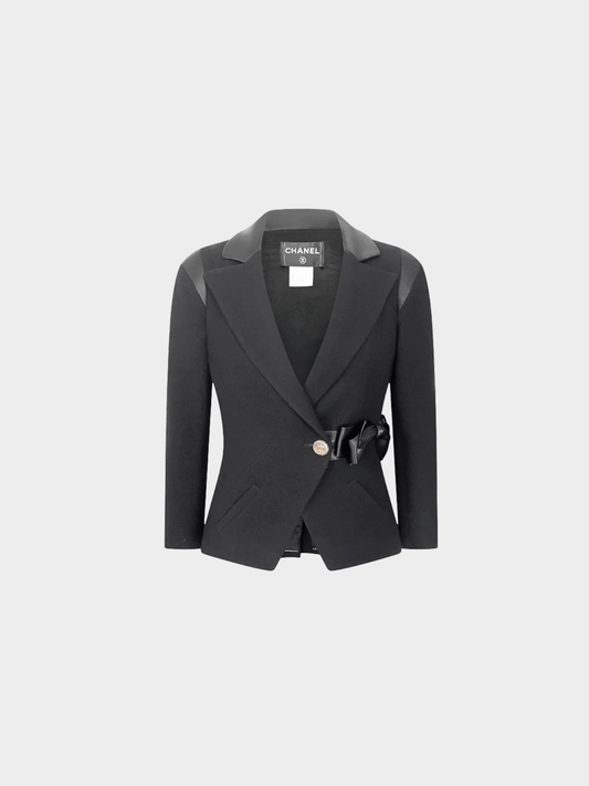 Chanel Pre-Fall 2008 by Karl Lagerfeld Black Silk Bow Wool Jacket