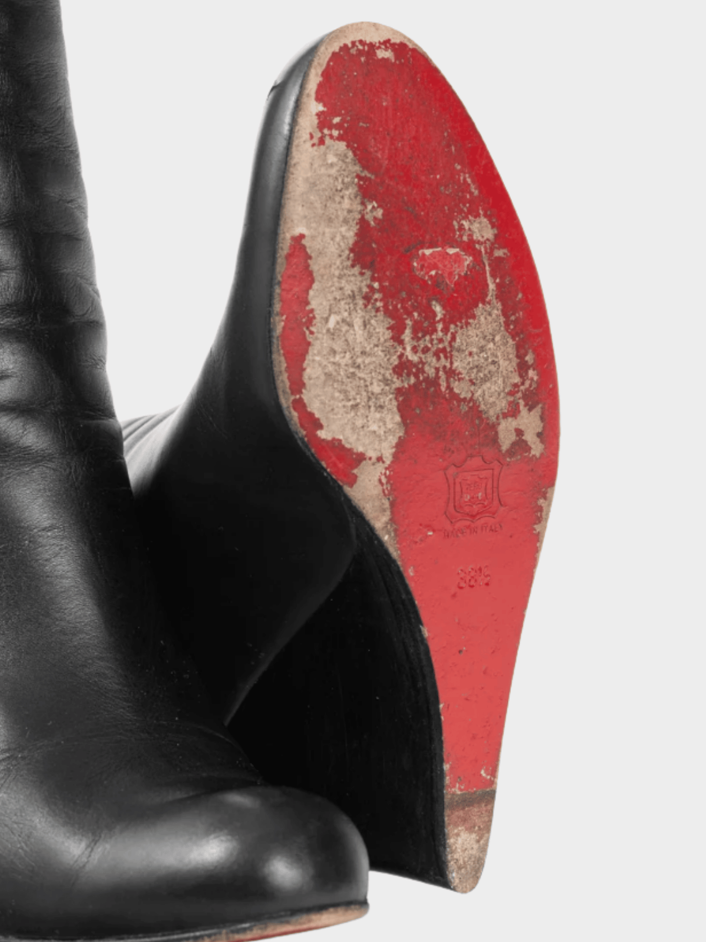 Christian Louboutin 2010s Zepita Black Leather Knee-High Wedge Boots